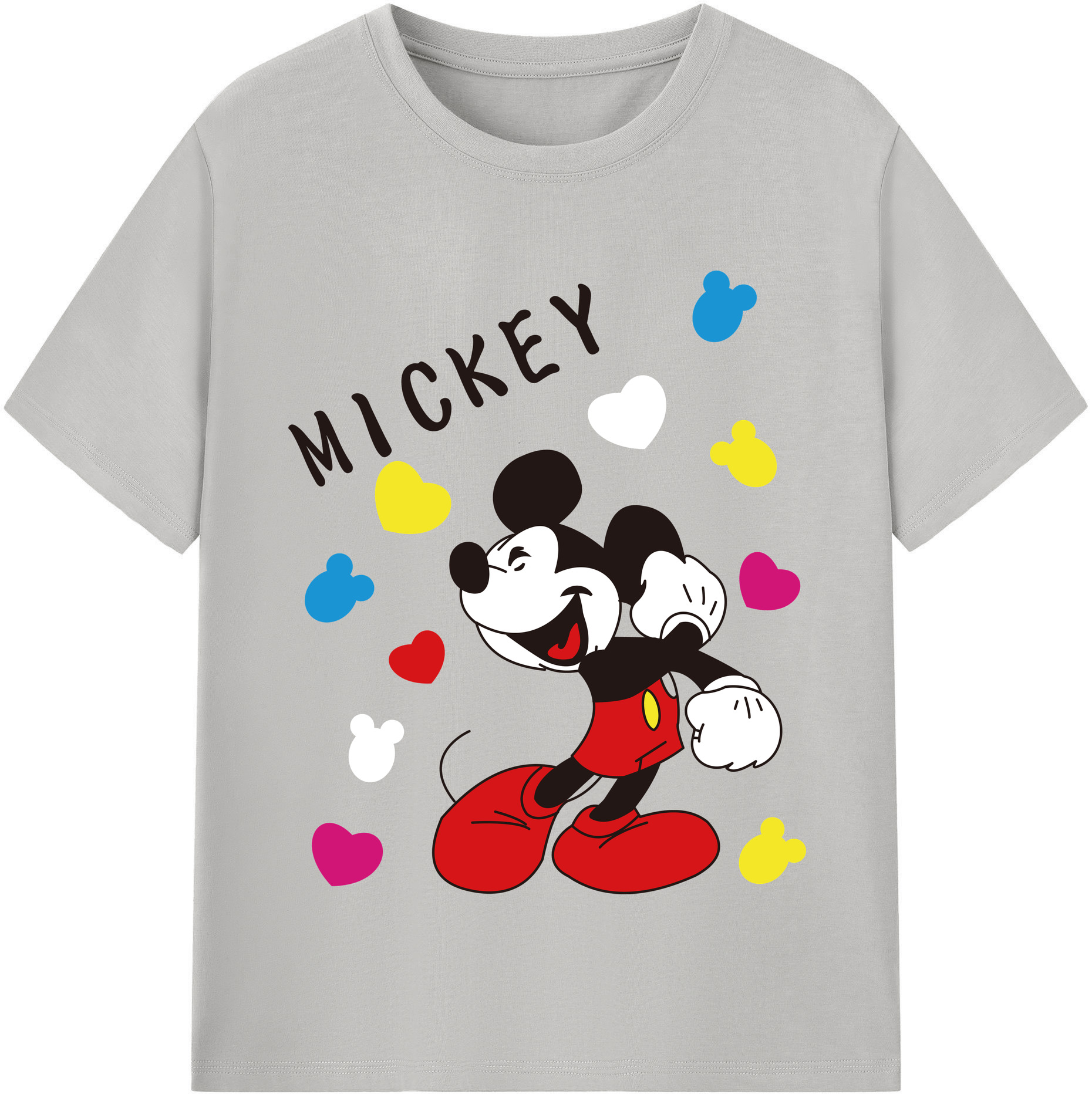 （画像用） ミッキーマウス Mickey Mouse レディースカジュアルプリントTシャツ（綿100％）
