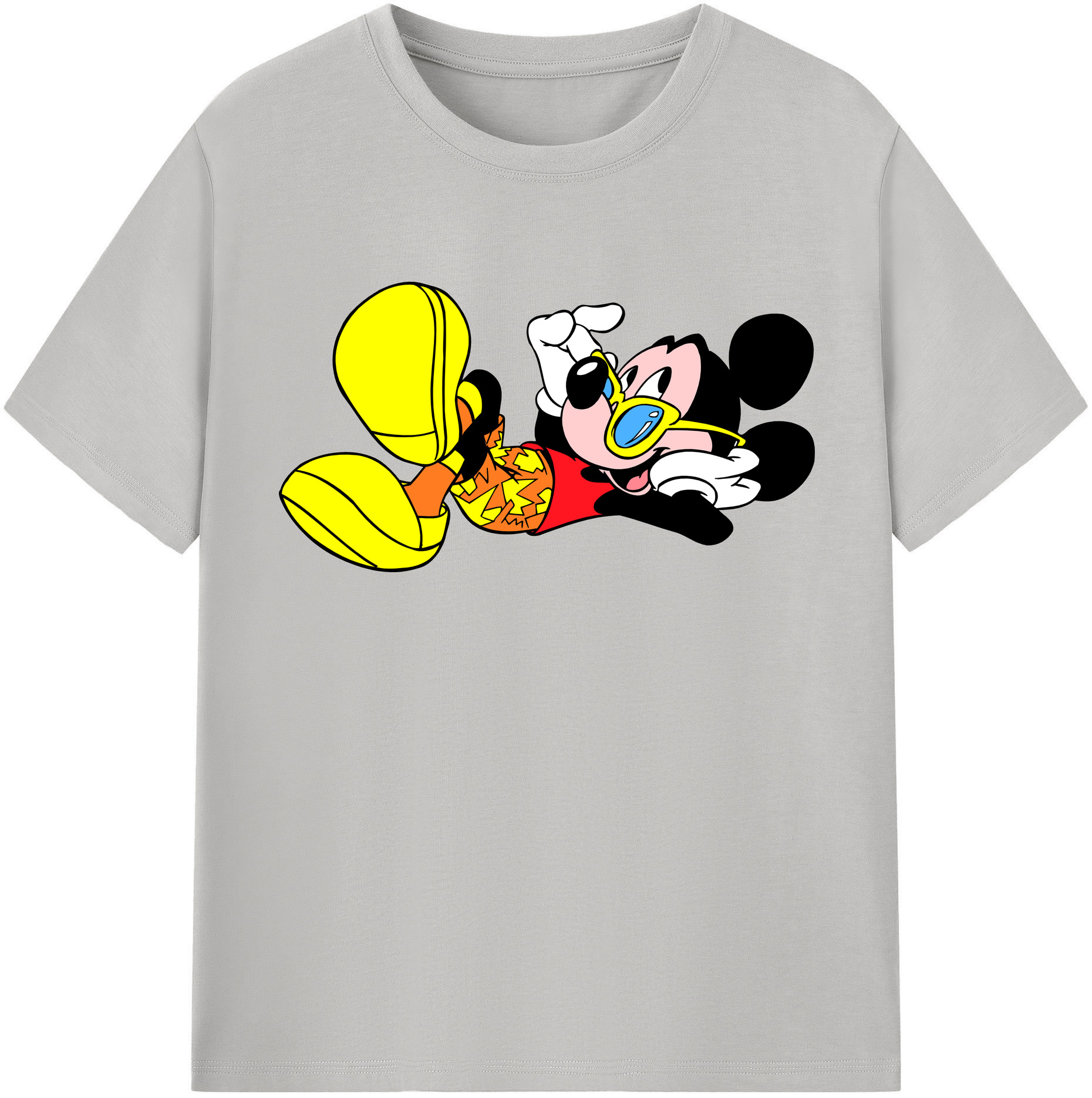（画像用） ミッキーマウス Mickey Mouse レディースカジュアルプリントTシャツ（綿100％）