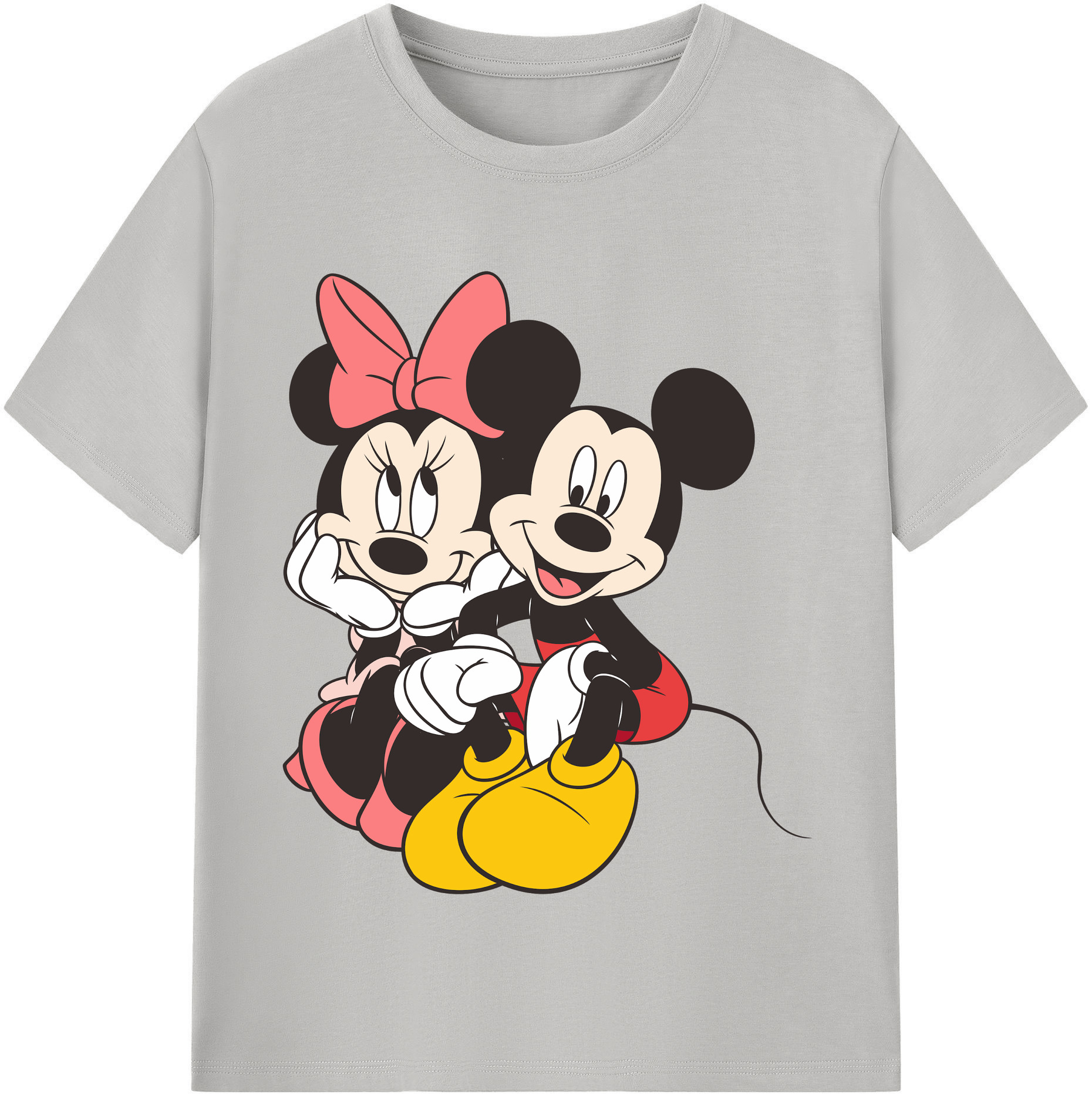 （画像用） ミッキーマウス Mickey Mouse レディースカジュアルプリントTシャツ（綿100％）