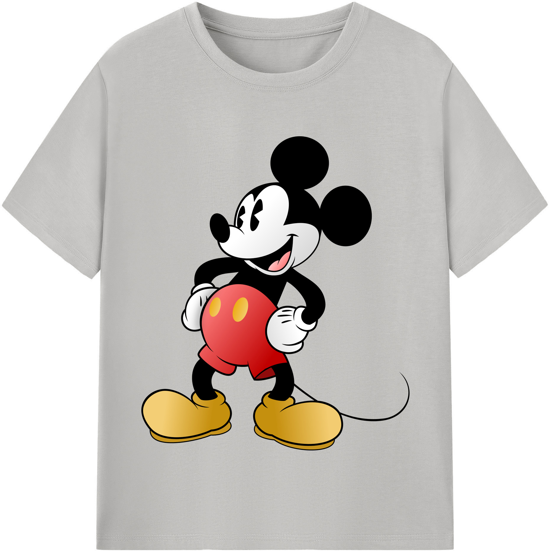 （画像用） ミッキーマウス Mickey Mouse レディースカジュアルプリントTシャツ（綿100％）