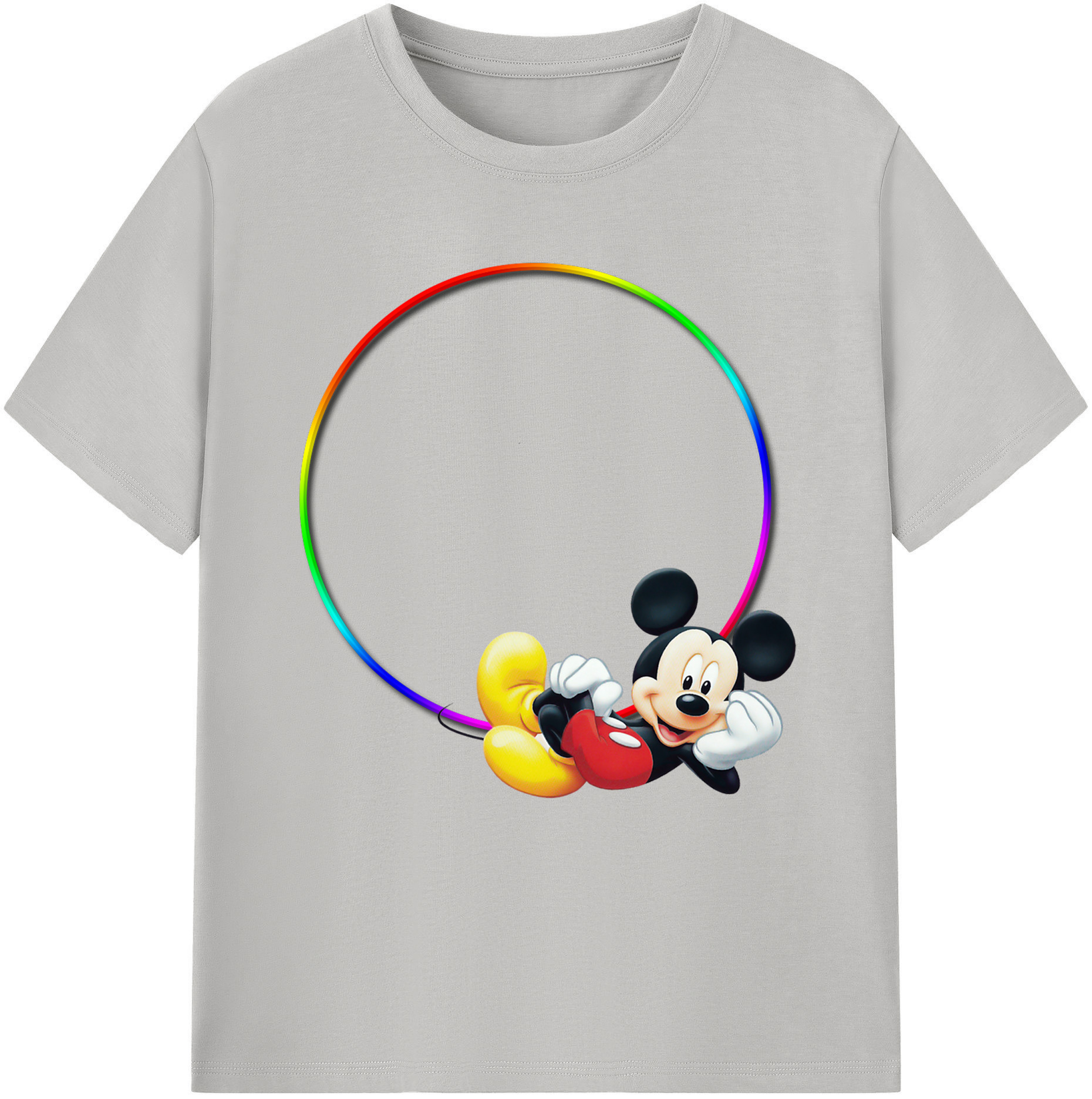 （画像用） ミッキーマウス Mickey Mouse レディースカジュアルプリントTシャツ（綿100％）