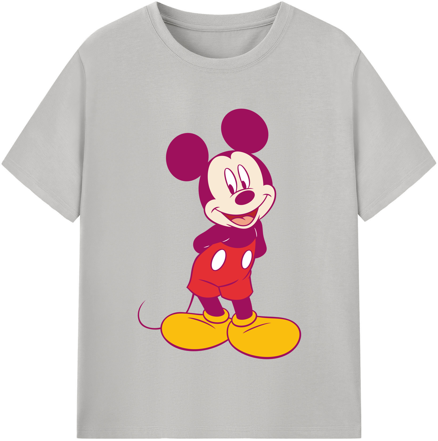 （画像用） ミッキーマウス Mickey Mouse レディースカジュアルプリントTシャツ（綿100％）