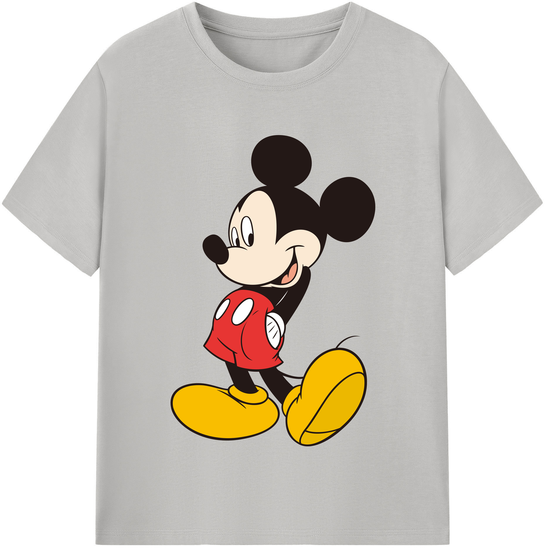 （画像用） ミッキーマウス Mickey Mouse レディースカジュアルプリントTシャツ（綿100％）