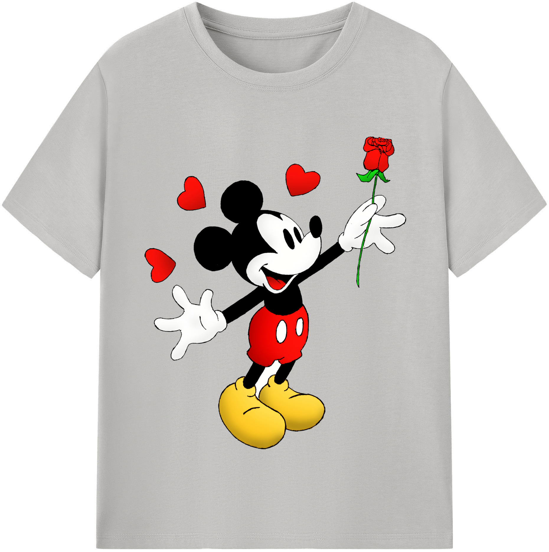 （画像用） ミッキーマウス Mickey Mouse レディースカジュアルプリントTシャツ（綿100％）
