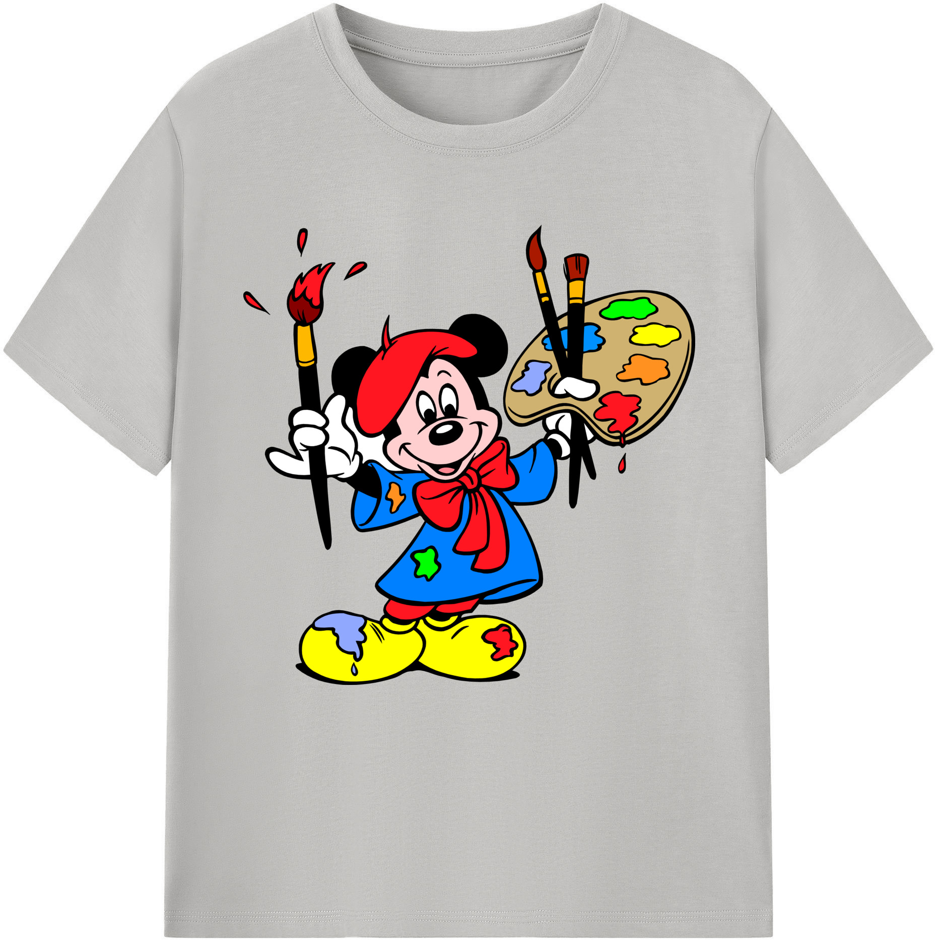 （画像用） ミッキーマウス Mickey Mouse レディースカジュアルプリントTシャツ（綿100％）