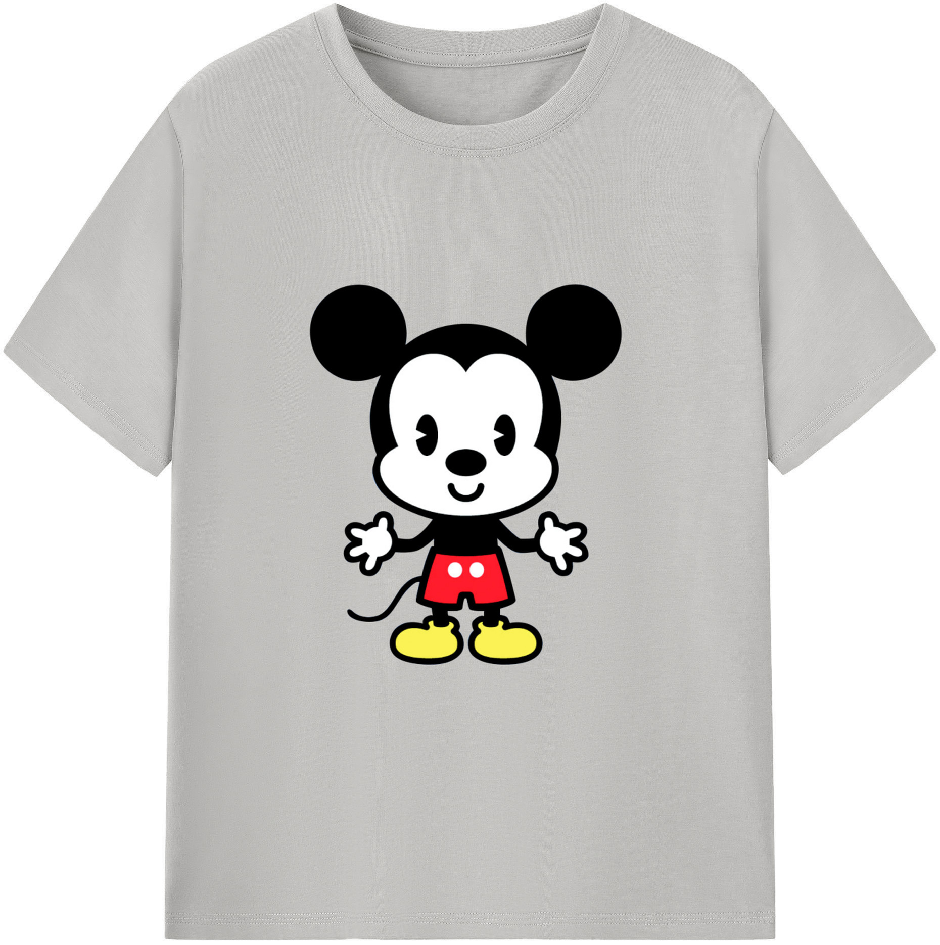 （画像用） ミッキーマウス Mickey Mouse レディースカジュアルプリントTシャツ（綿100％）