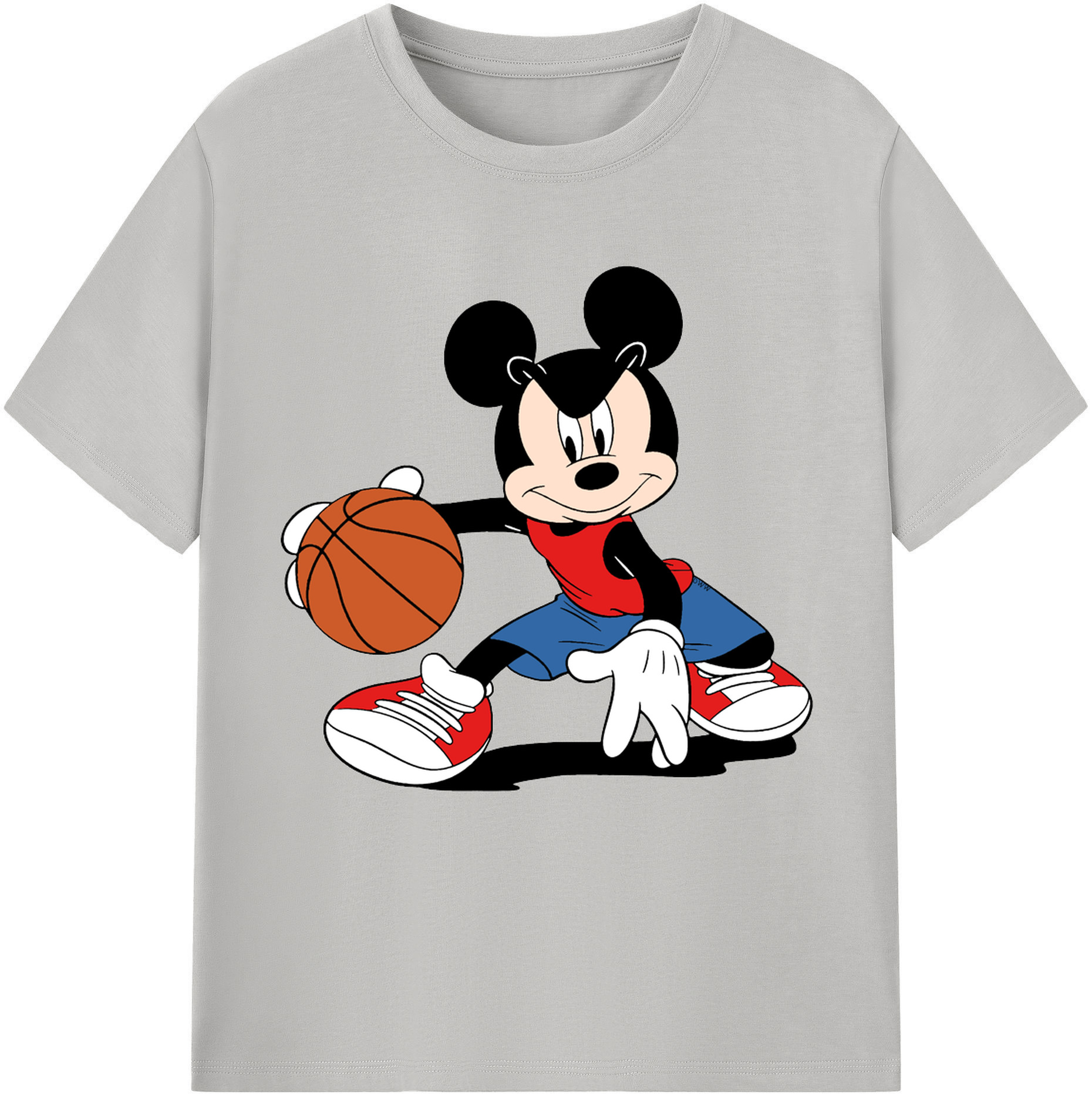 （画像用） ミッキーマウス Mickey Mouse レディースカジュアルプリントTシャツ（綿100％）