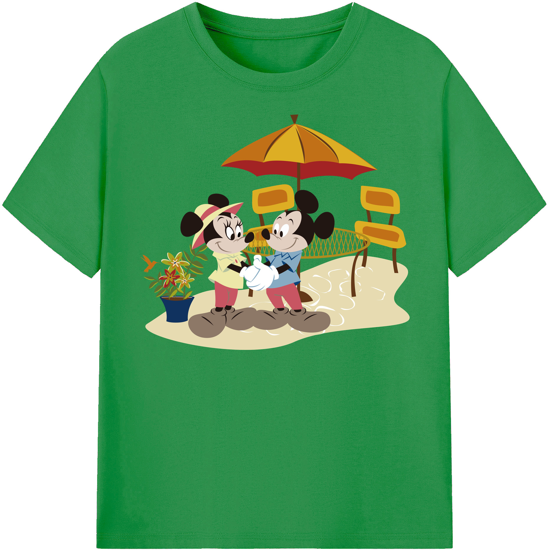 （画像用） ミッキーマウス Mickey Mouse レディースカジュアルプリントTシャツ（綿100％）