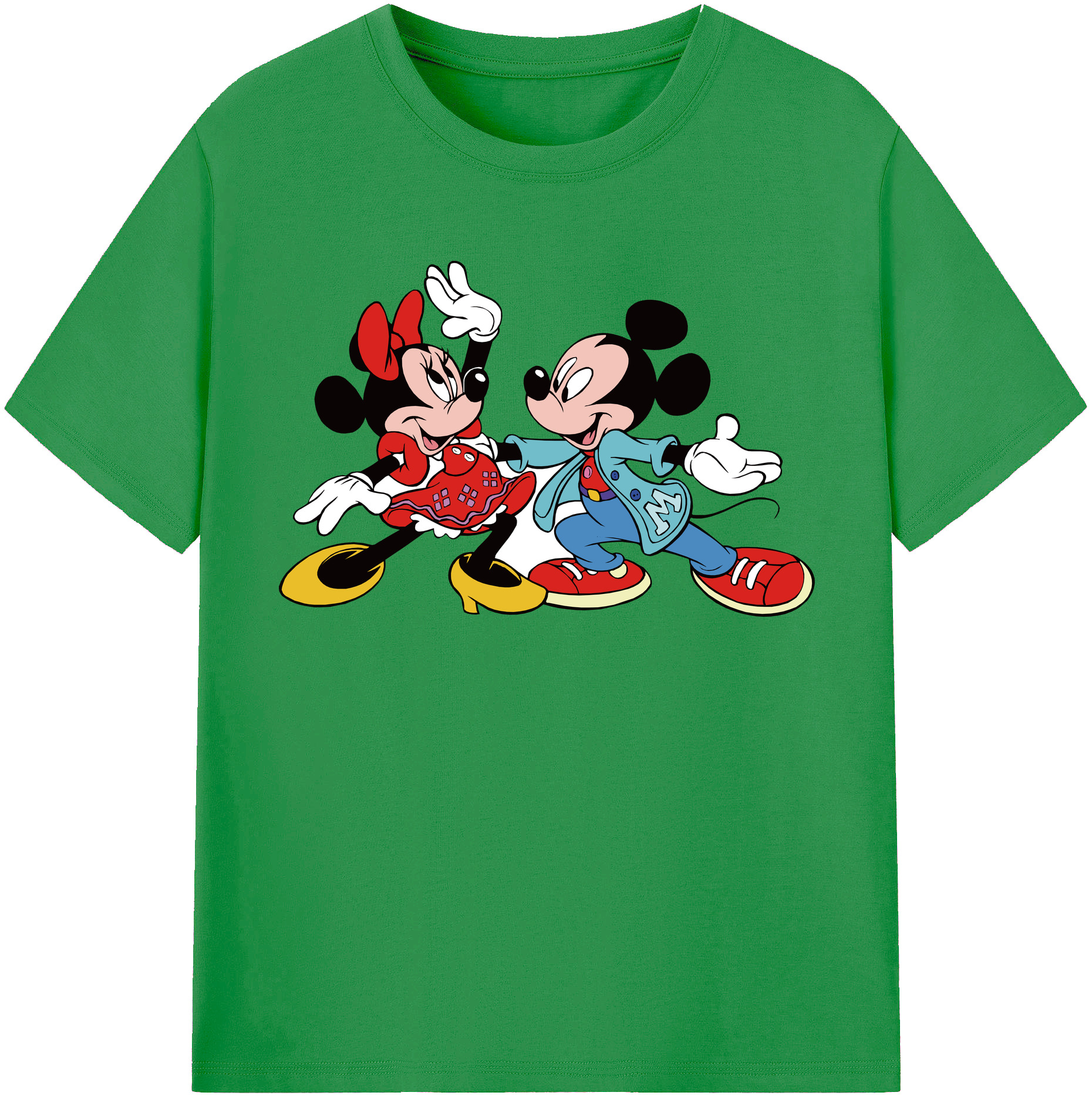 （画像用） ミッキーマウス Mickey Mouse レディースカジュアルプリントTシャツ（綿100％）