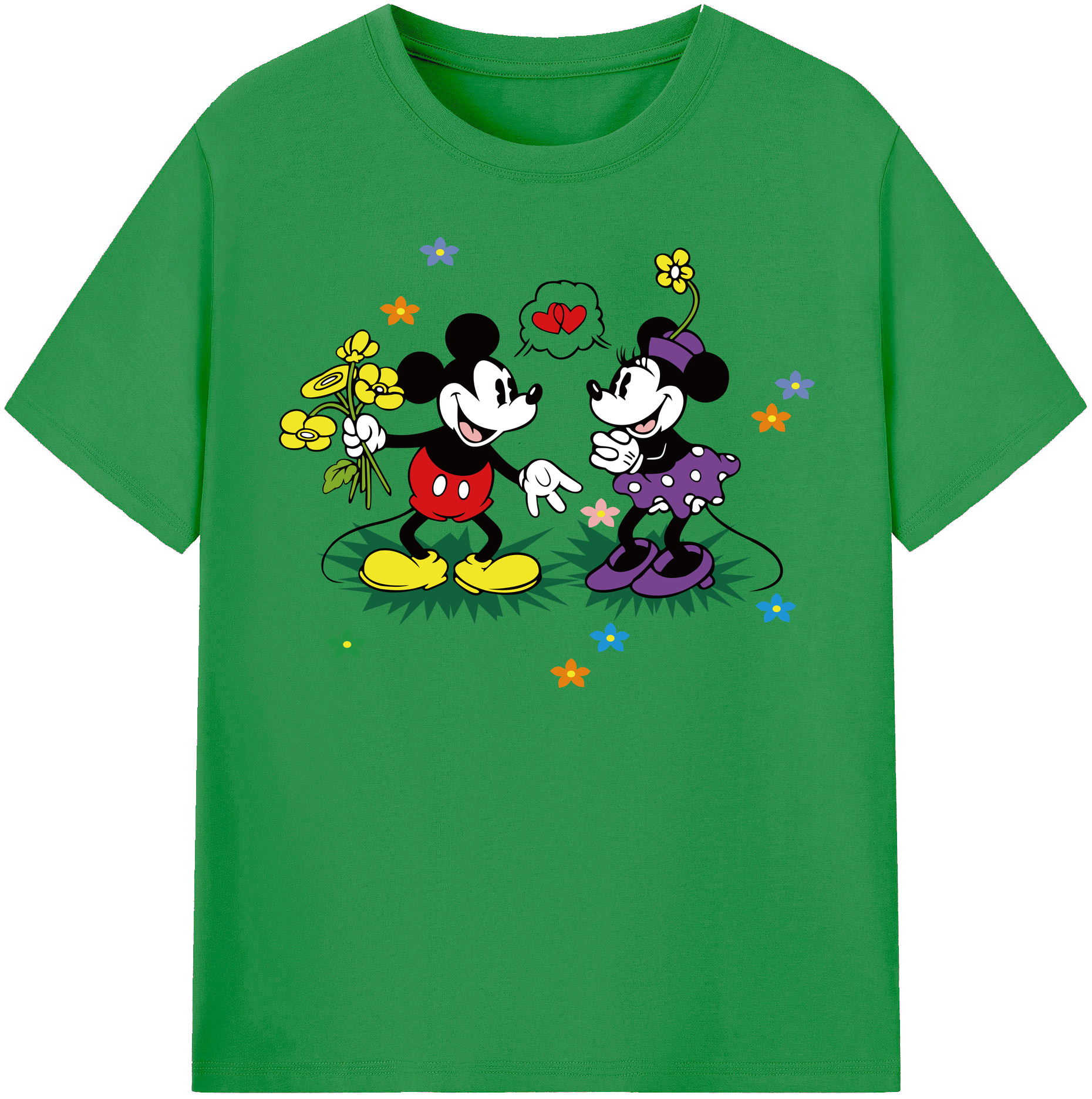 （画像用） ミッキーマウス Mickey Mouse レディースカジュアルプリントTシャツ（綿100％）