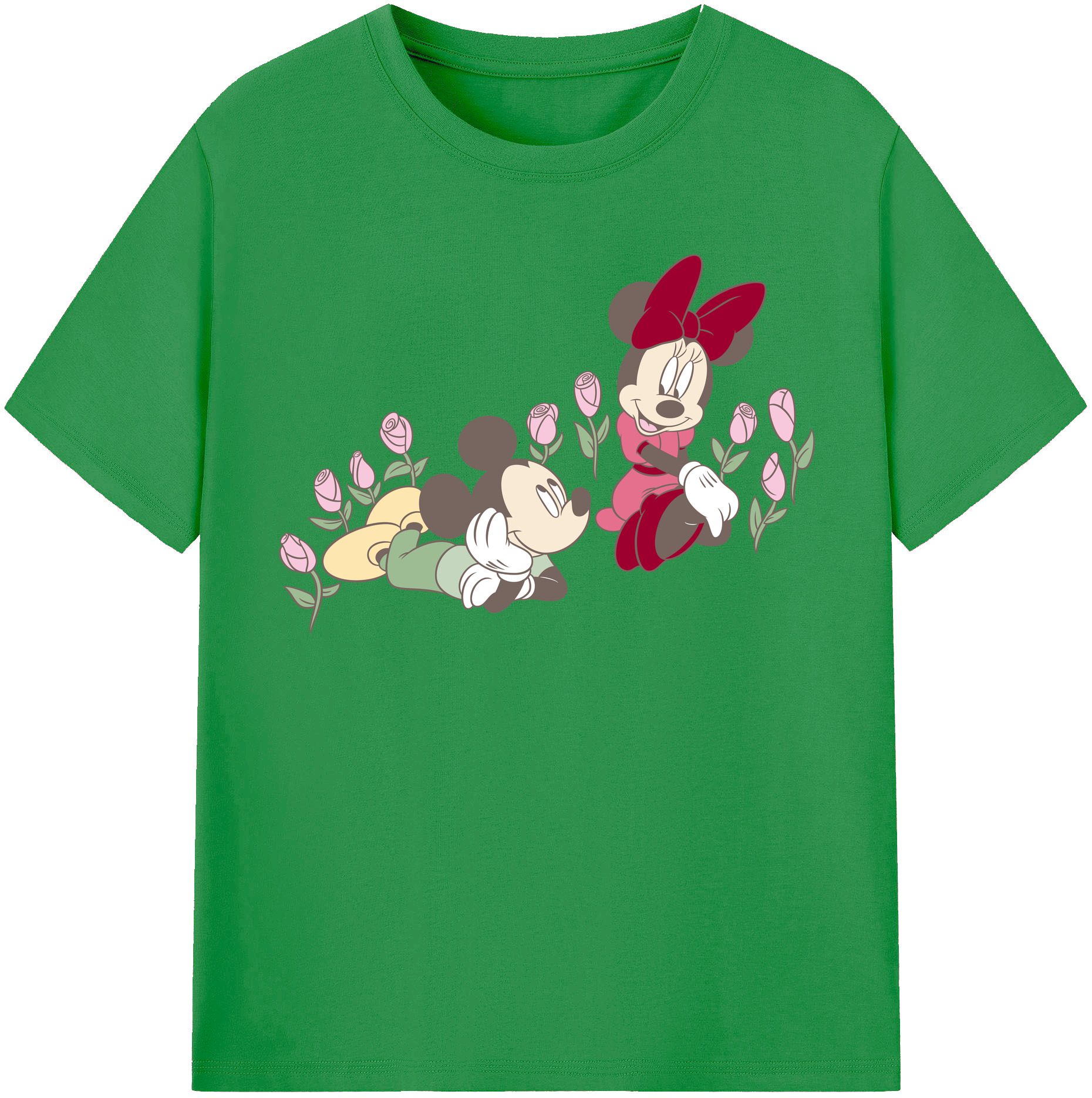 （画像用） ミッキーマウス Mickey Mouse レディースカジュアルプリントTシャツ（綿100％）