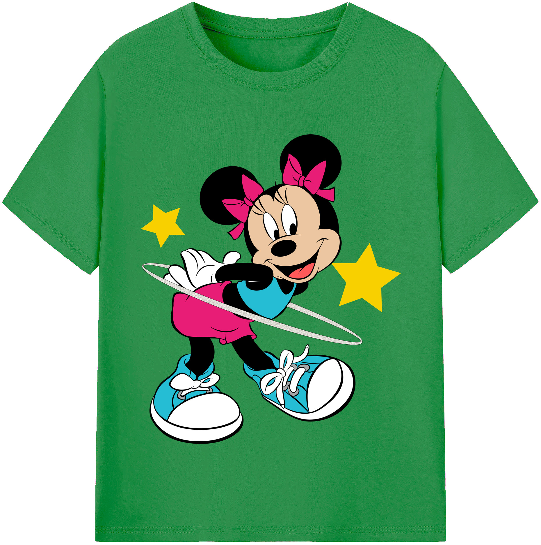 （画像用） ミッキーマウス Mickey Mouse レディースカジュアルプリントTシャツ（綿100％）