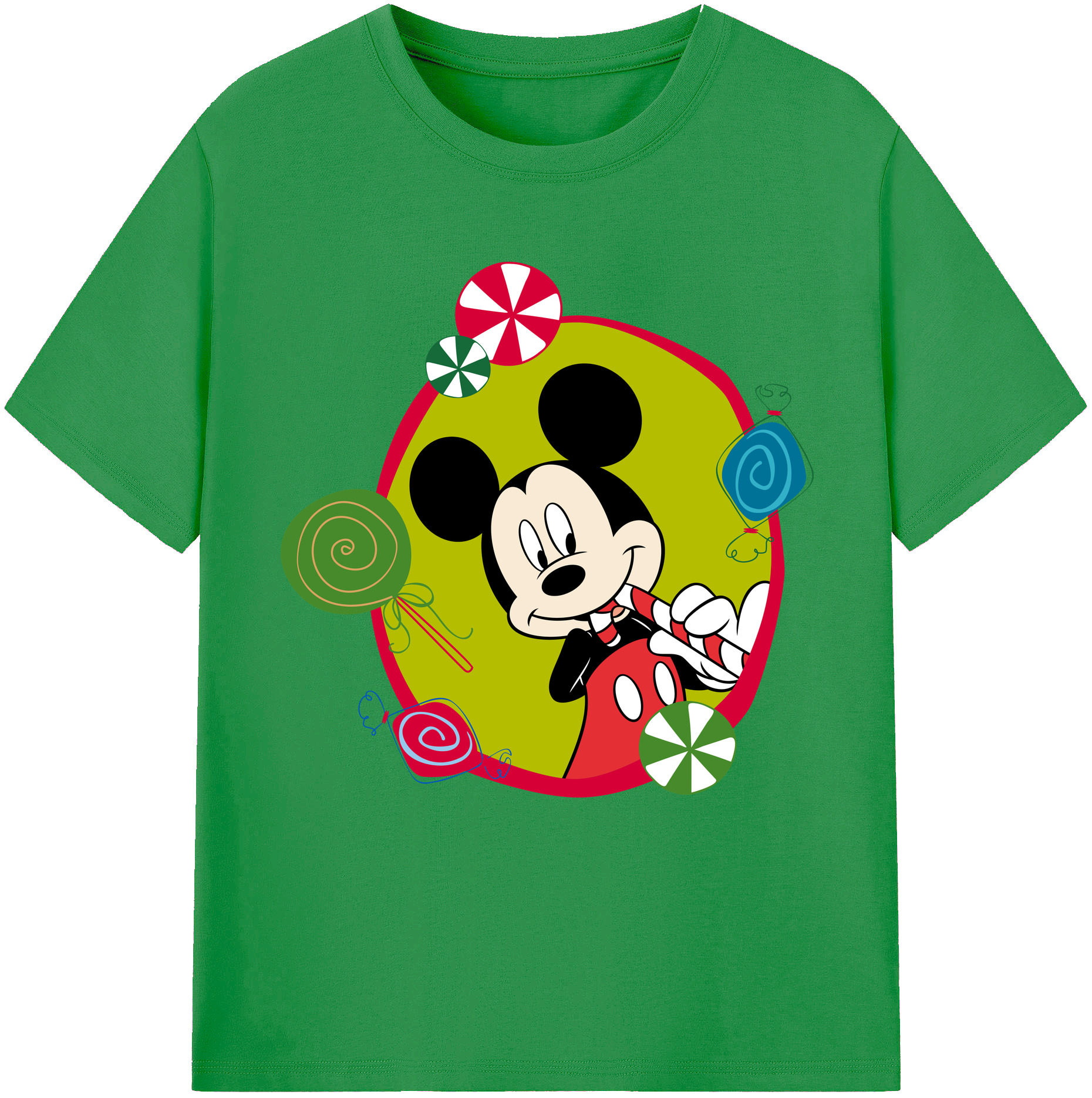 （画像用） ミッキーマウス Mickey Mouse レディースカジュアルプリントTシャツ（綿100％）
