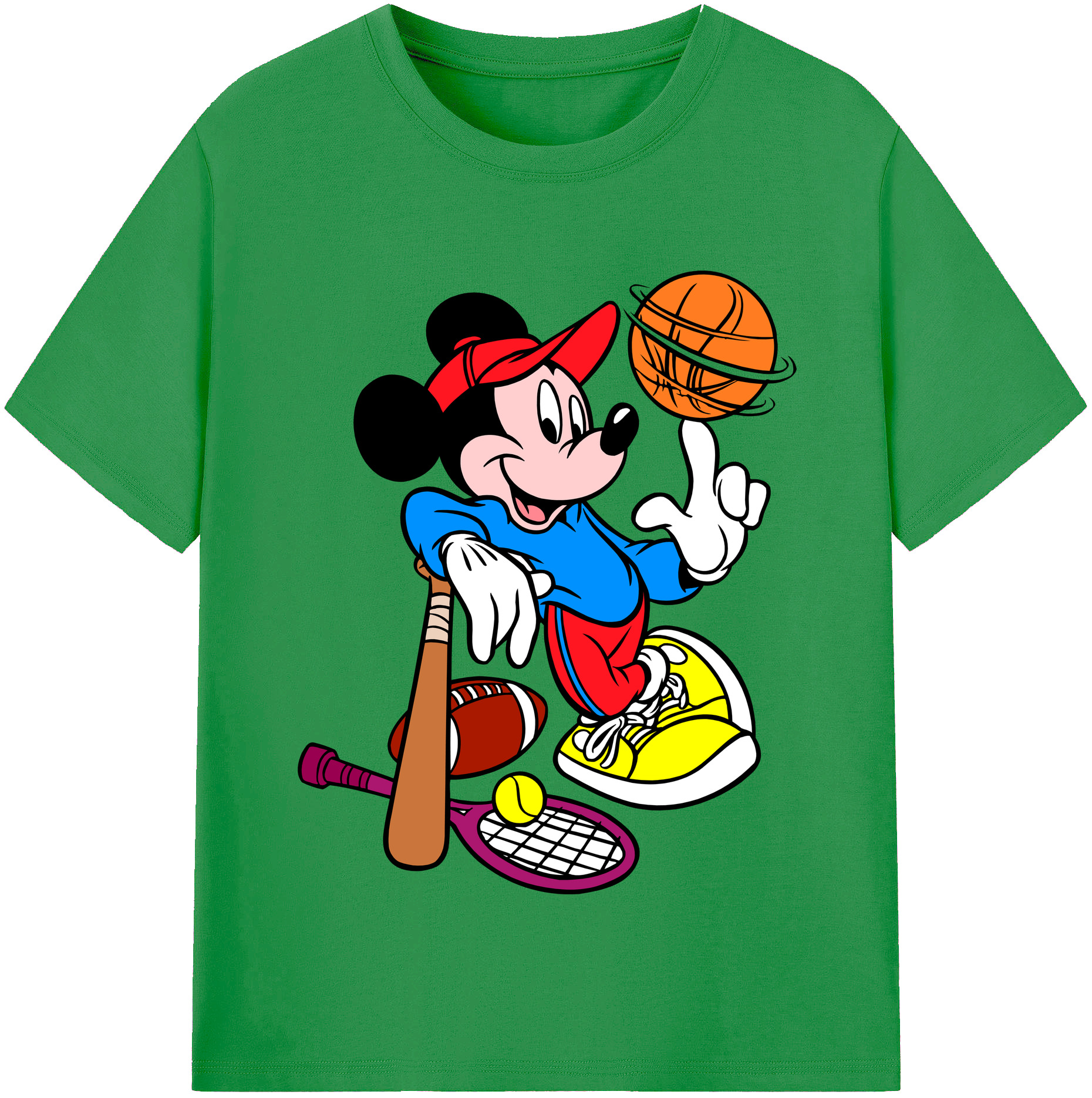 （画像用） ミッキーマウス Mickey Mouse レディースカジュアルプリントTシャツ（綿100％）