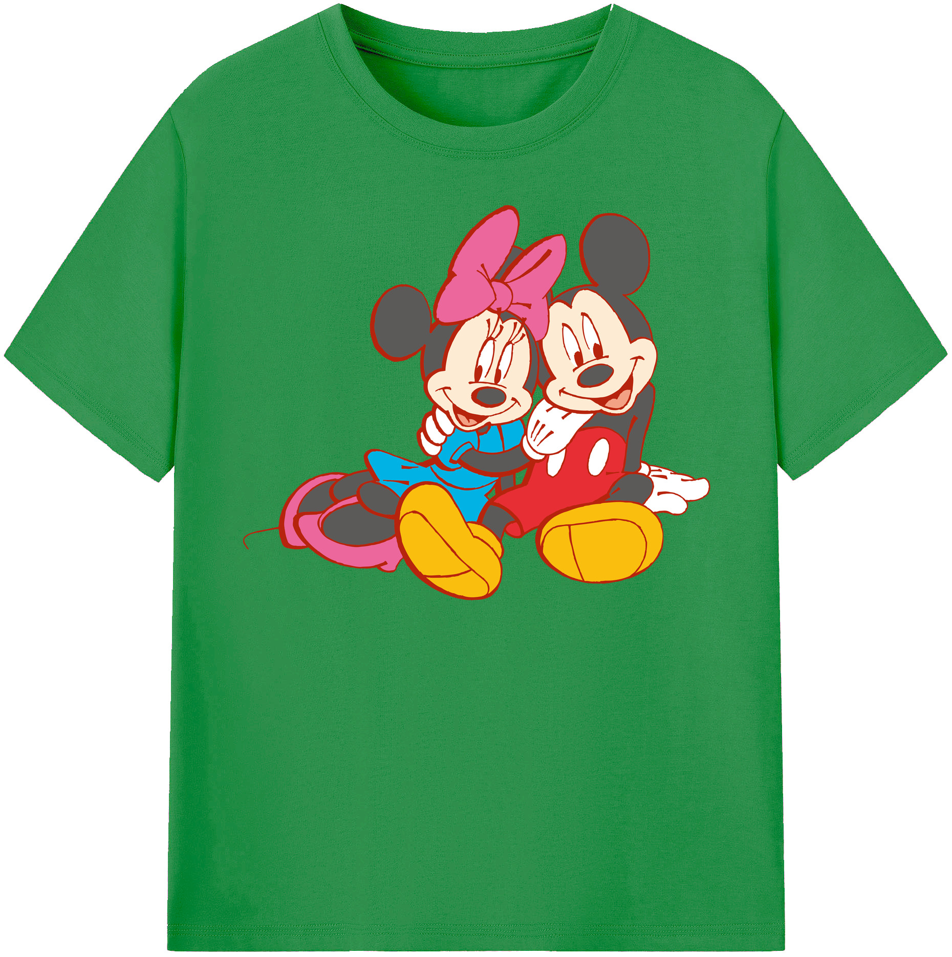 （画像用） ミッキーマウス Mickey Mouse レディースカジュアルプリントTシャツ（綿100％）
