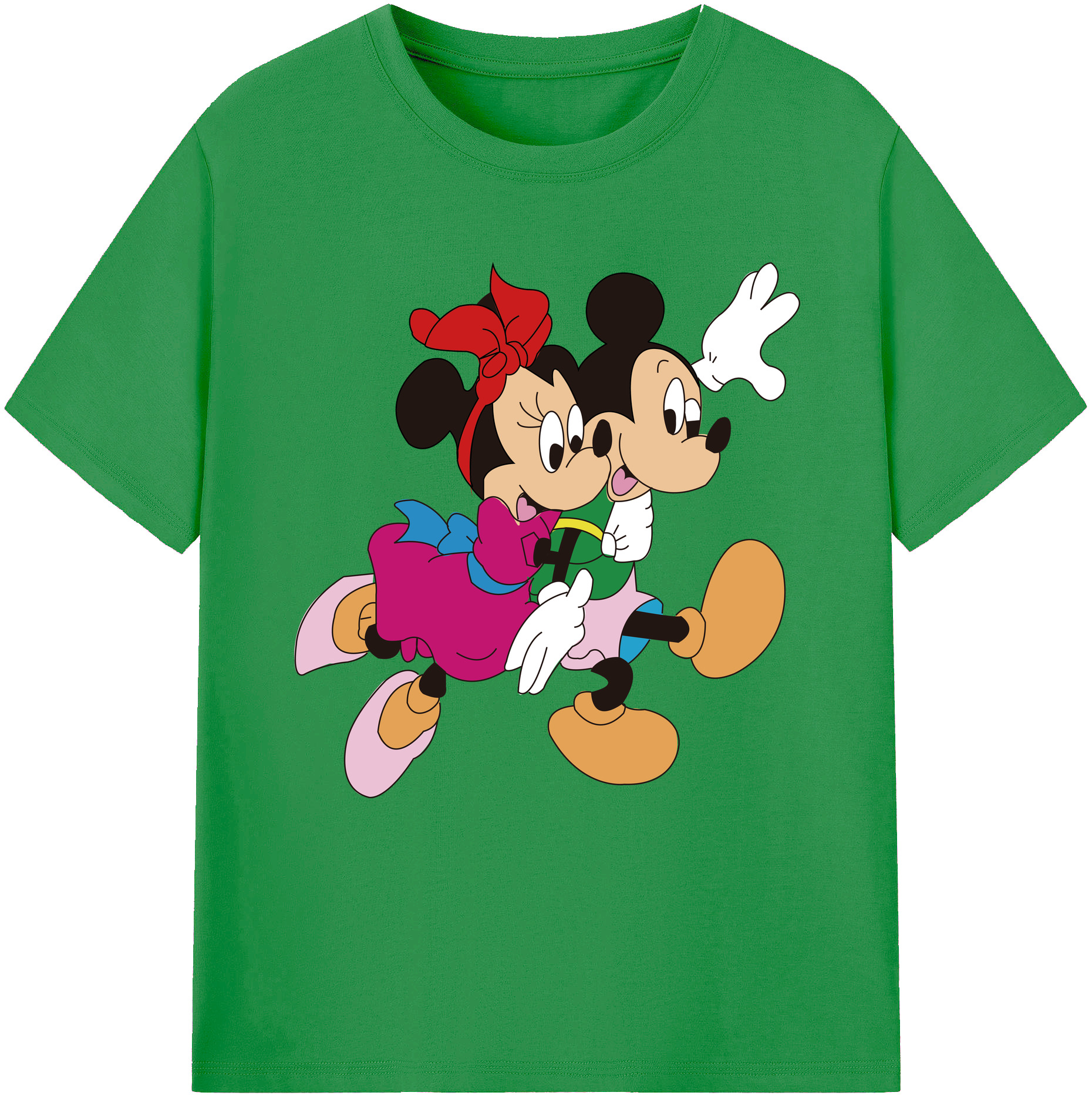 （画像用） ミッキーマウス Mickey Mouse レディースカジュアルプリントTシャツ（綿100％）