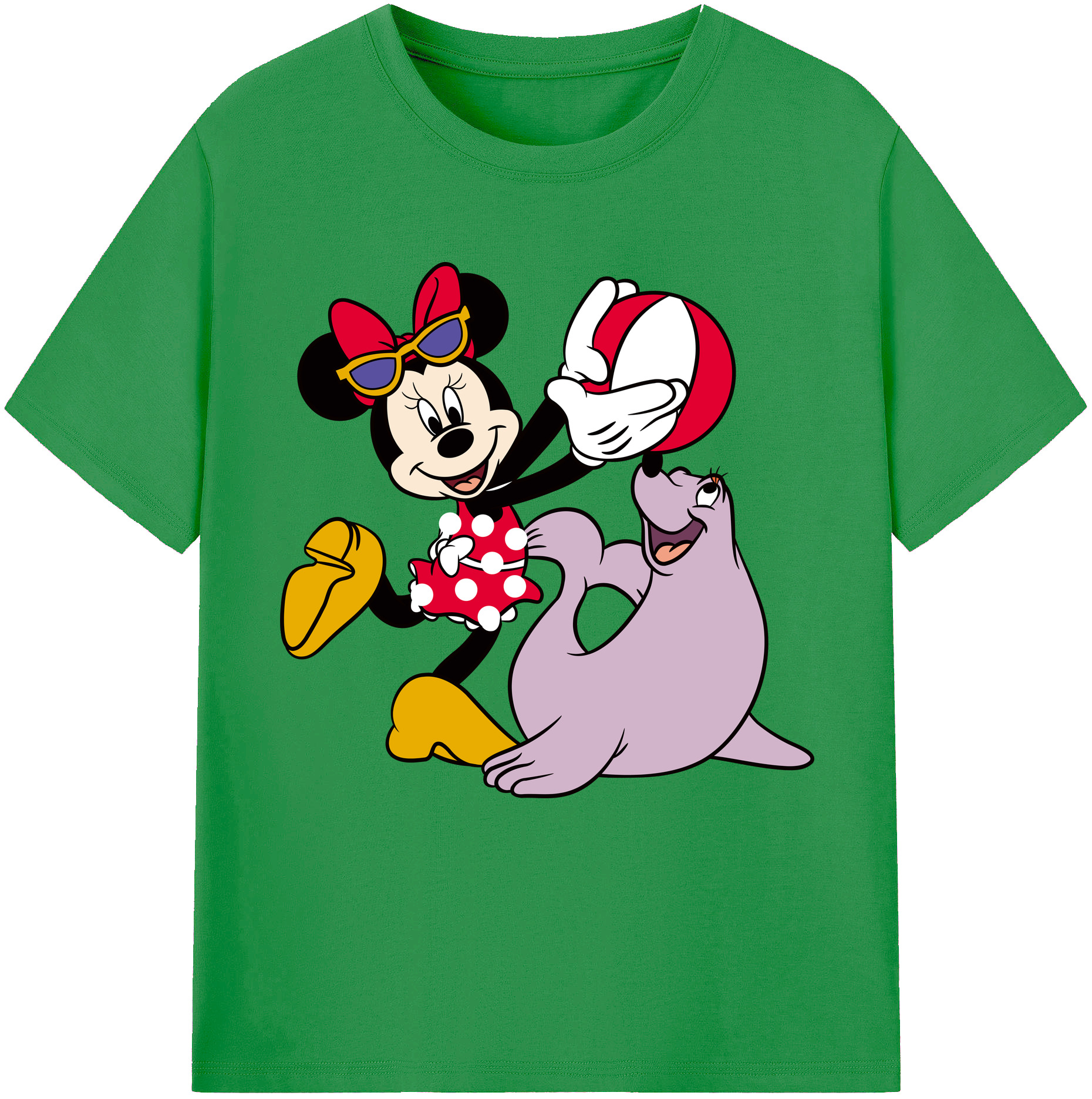 （画像用） ミッキーマウス Mickey Mouse レディースカジュアルプリントTシャツ（綿100％）