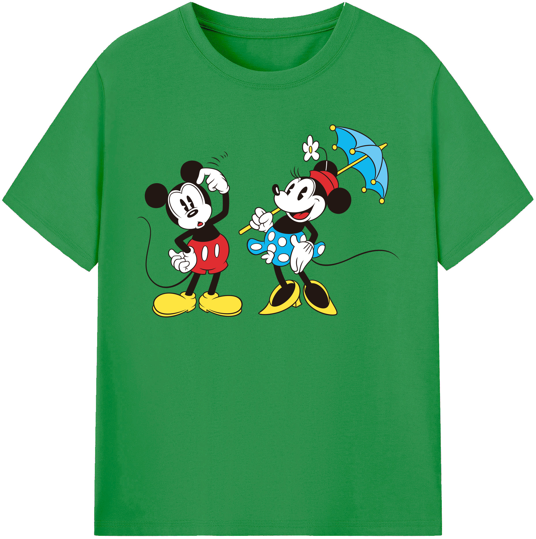 （画像用） ミッキーマウス Mickey Mouse レディースカジュアルプリントTシャツ（綿100％）