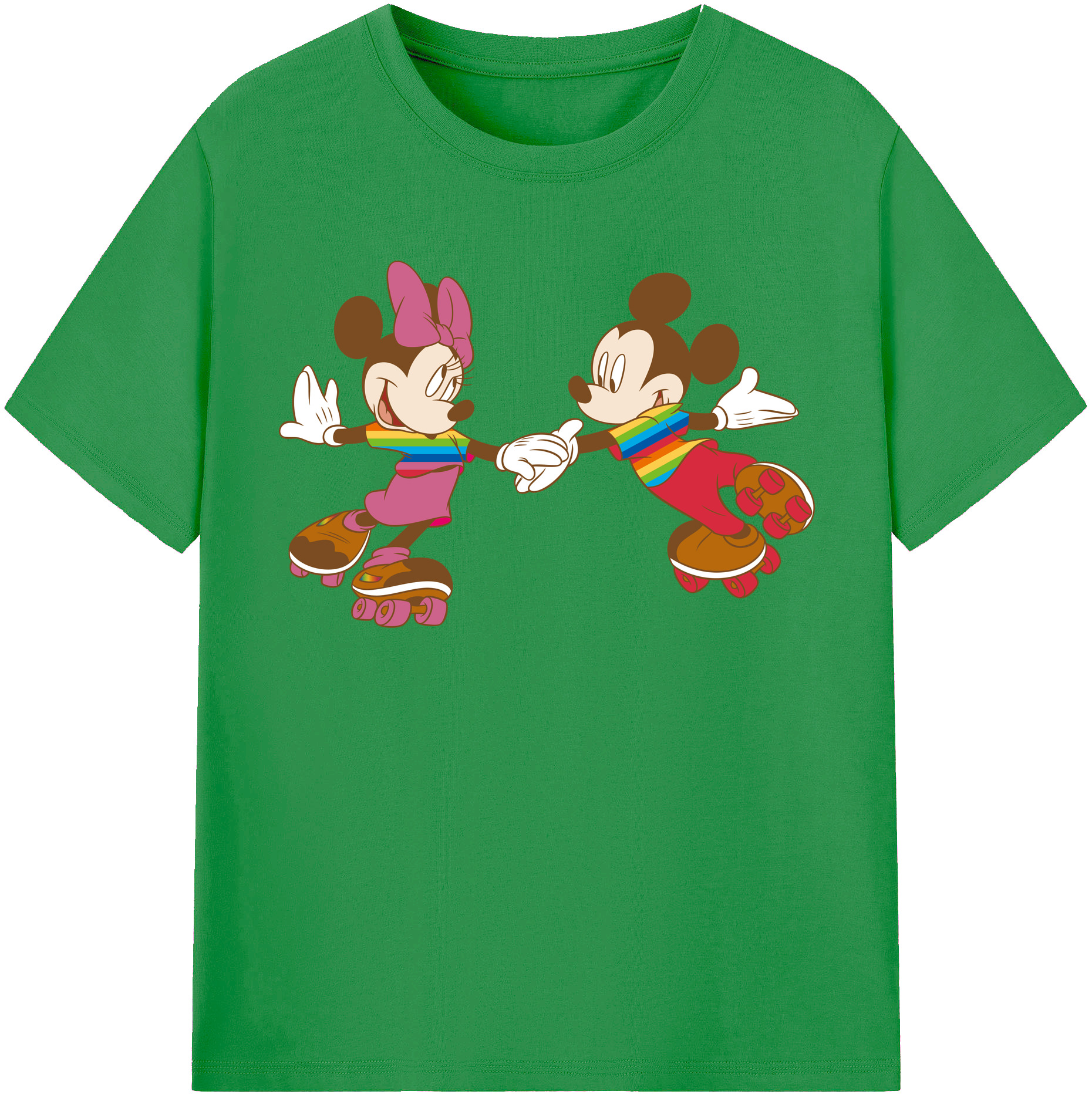 （画像用） ミッキーマウス Mickey Mouse レディースカジュアルプリントTシャツ（綿100％）