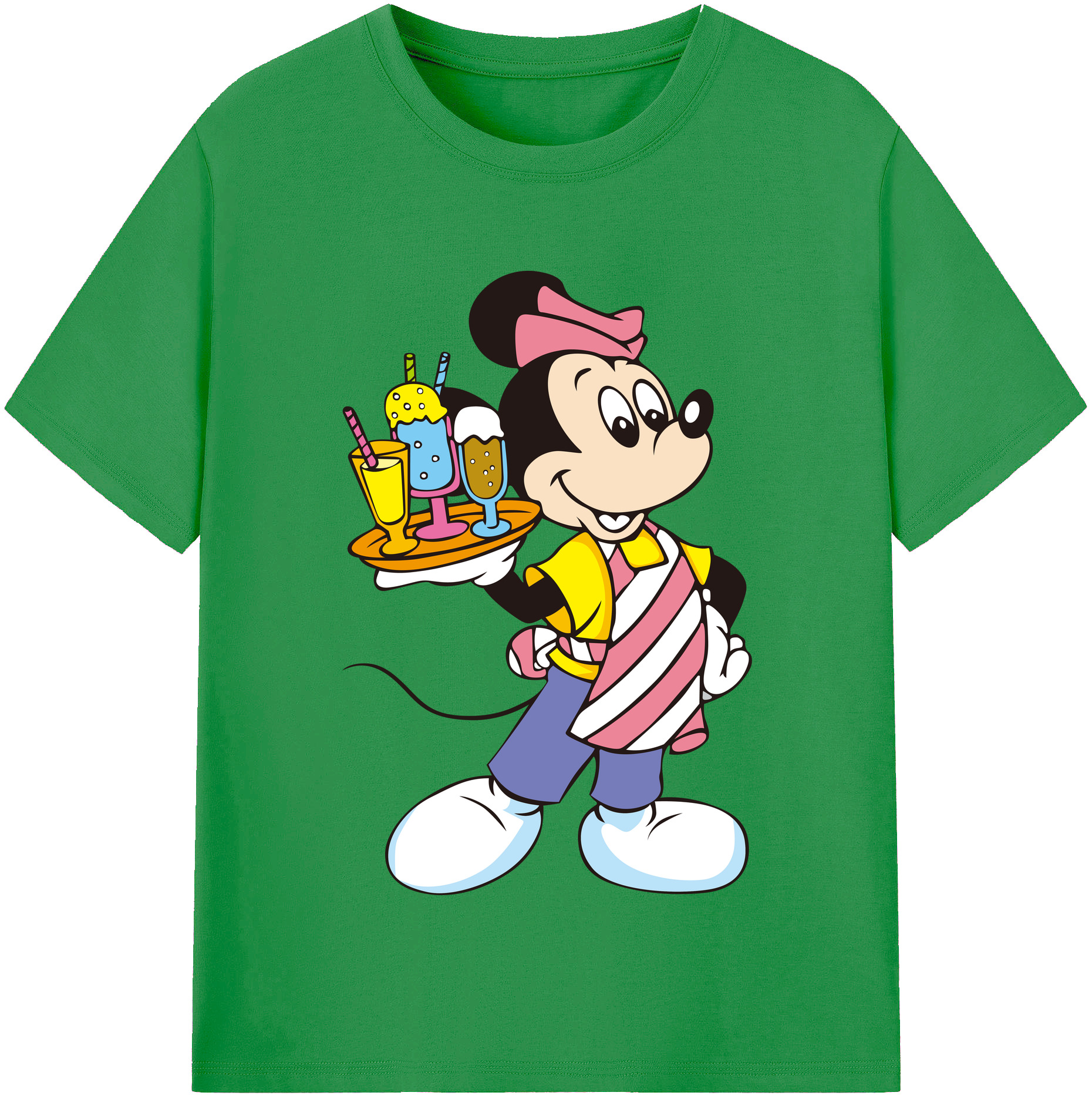 （画像用） ミッキーマウス Mickey Mouse レディースカジュアルプリントTシャツ（綿100％）