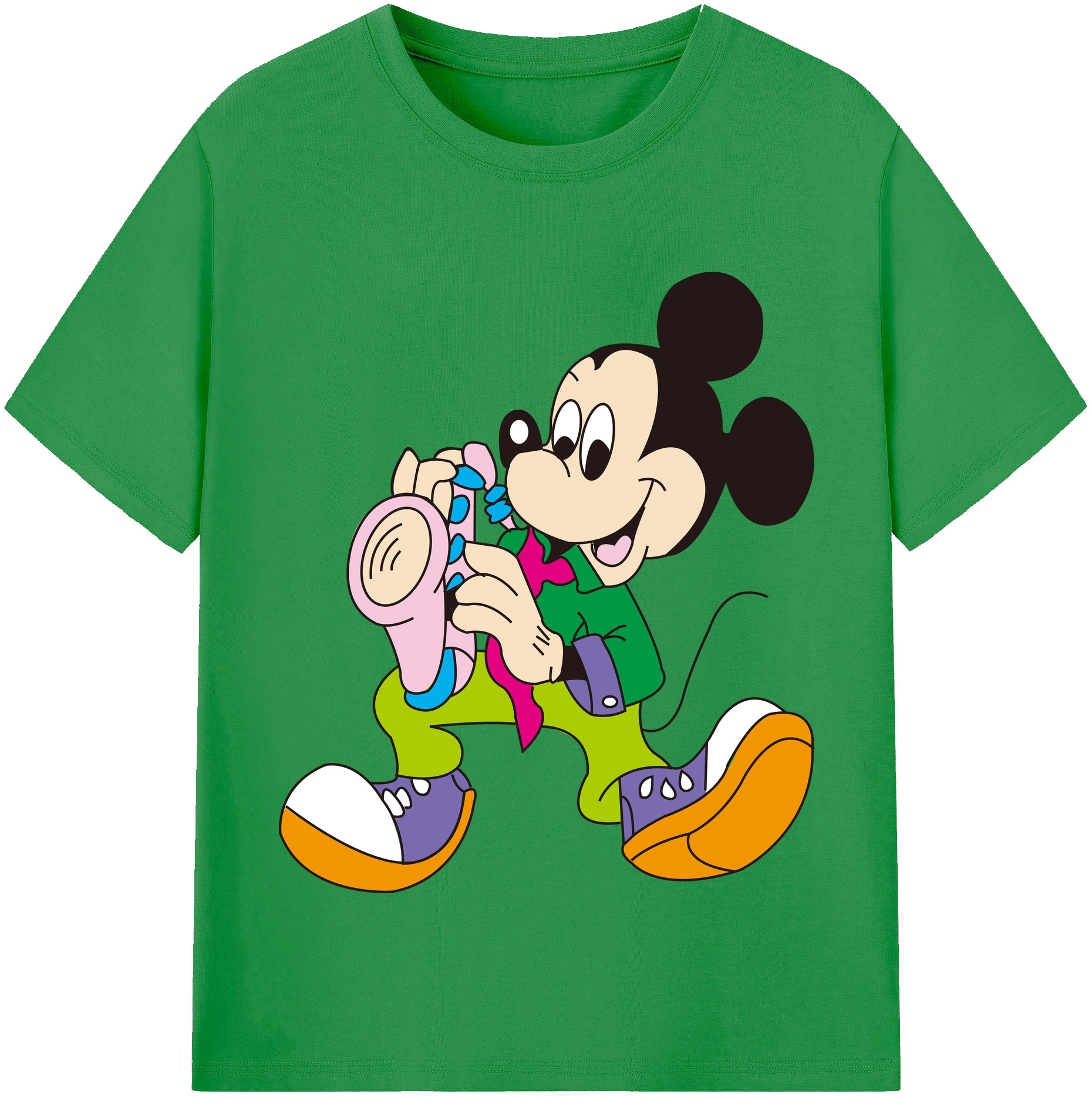 （画像用） ミッキーマウス Mickey Mouse レディースカジュアルプリントTシャツ（綿100％）
