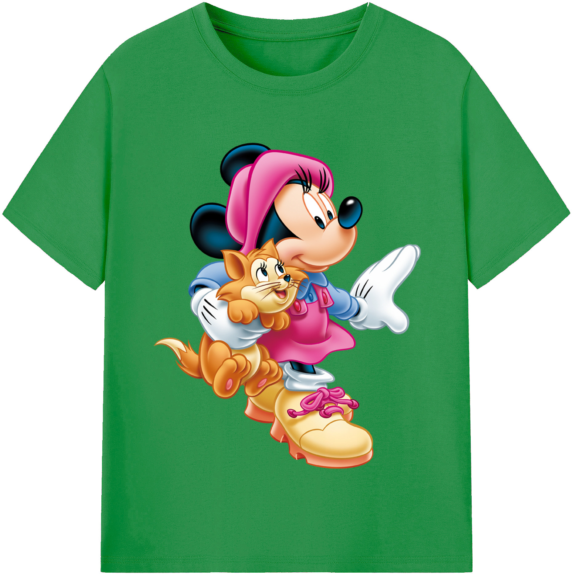 （画像用） ミッキーマウス Mickey Mouse レディースカジュアルプリントTシャツ（綿100％）