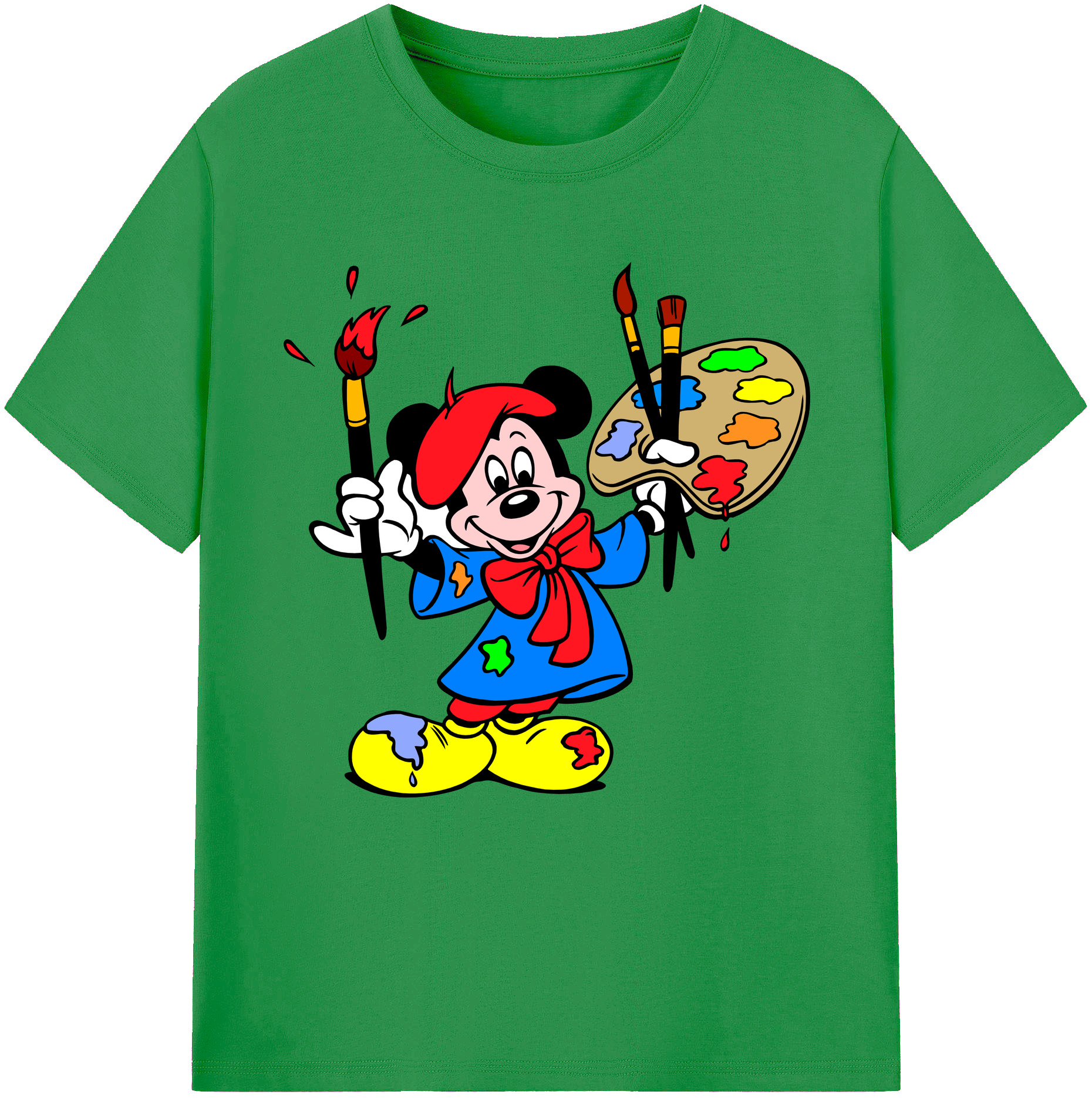 （画像用） ミッキーマウス Mickey Mouse レディースカジュアルプリントTシャツ（綿100％）