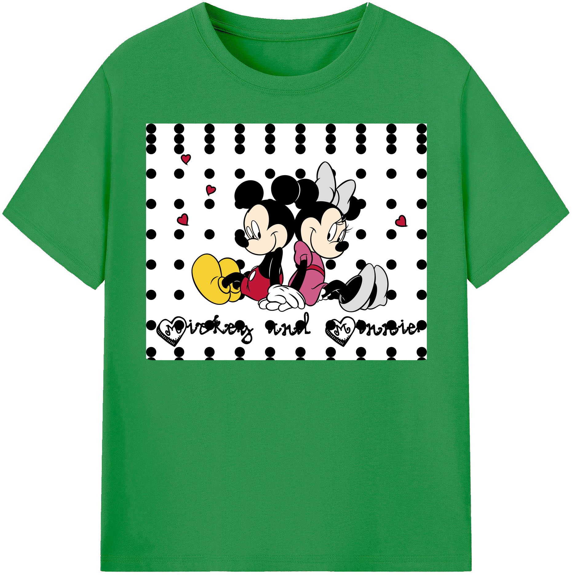 （画像用） ミッキーマウス Mickey Mouse レディースカジュアルプリントTシャツ（綿100％）