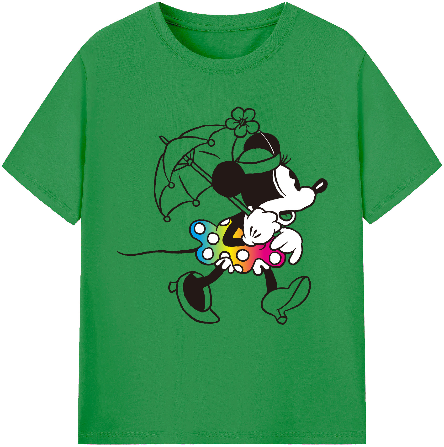 （画像用） ミッキーマウス Mickey Mouse レディースカジュアルプリントTシャツ（綿100％）