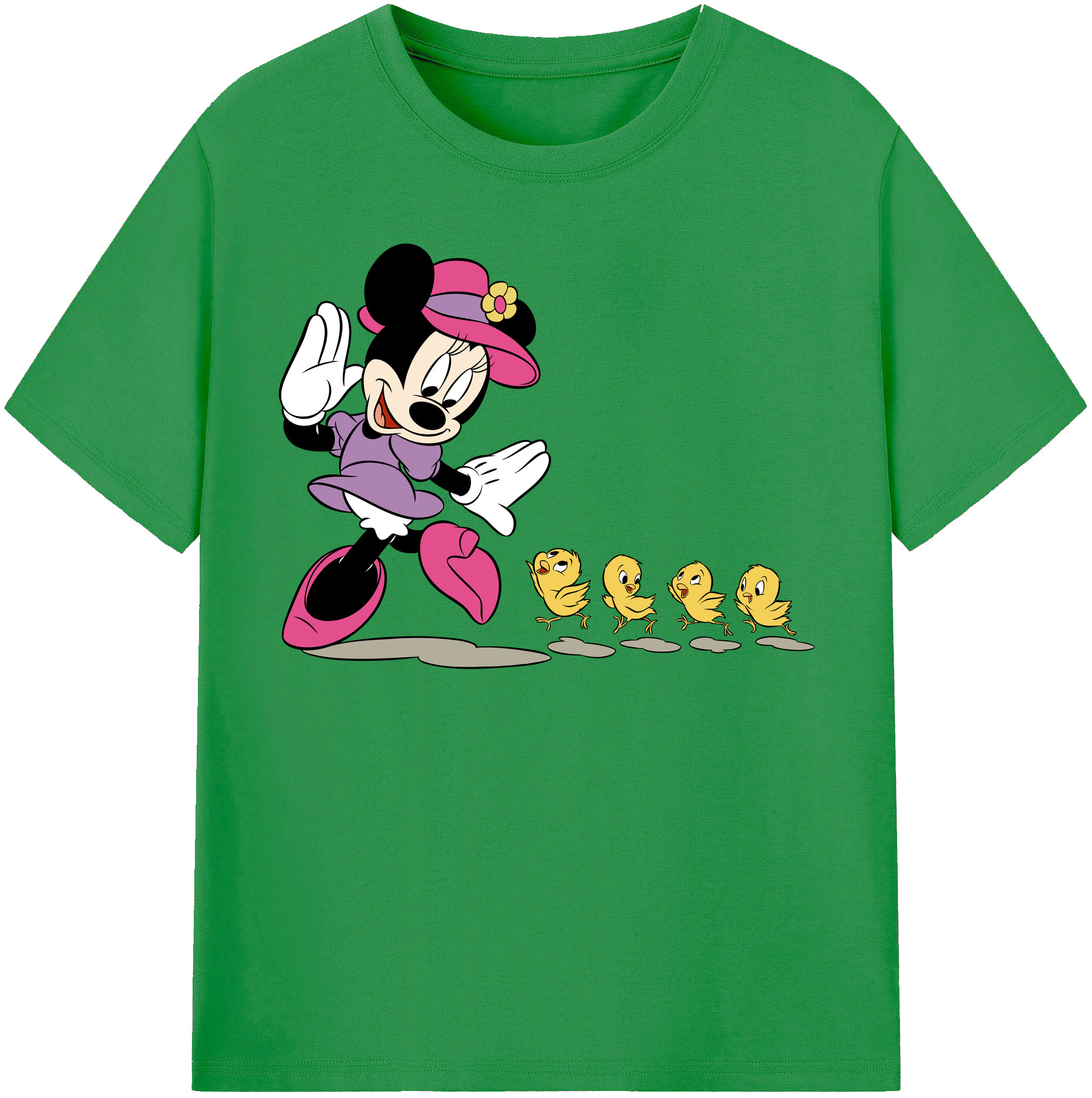 （画像用） ミッキーマウス Mickey Mouse レディースカジュアルプリントTシャツ（綿100％）