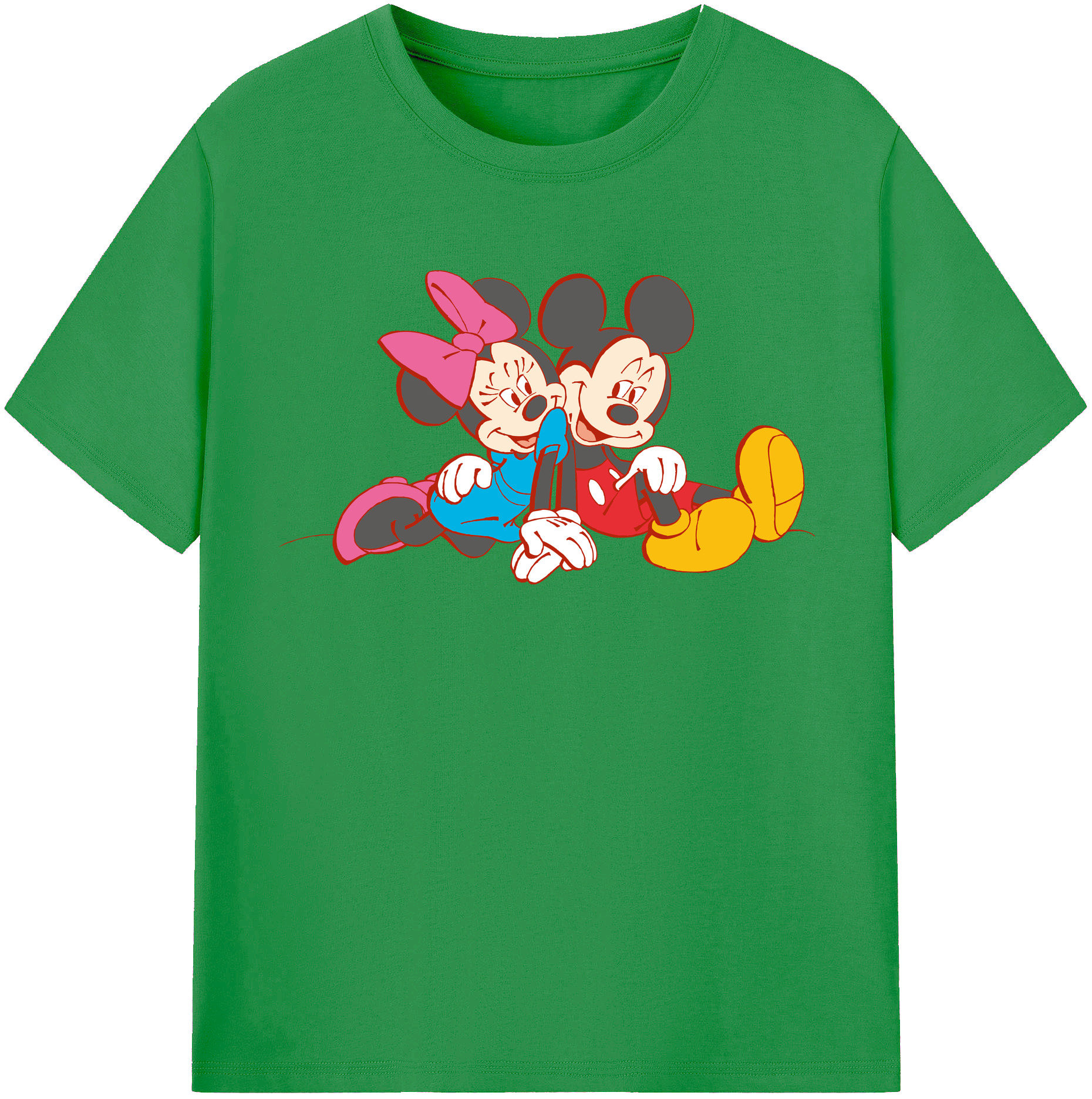 （画像用） ミッキーマウス Mickey Mouse レディースカジュアルプリントTシャツ（綿100％）