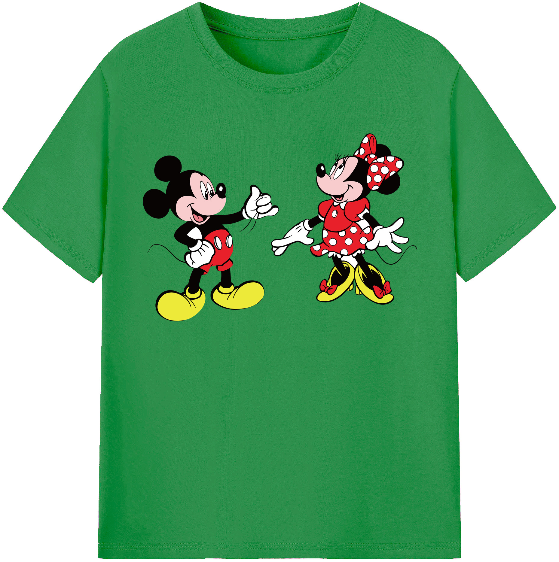 （画像用） ミッキーマウス Mickey Mouse レディースカジュアルプリントTシャツ（綿100％）