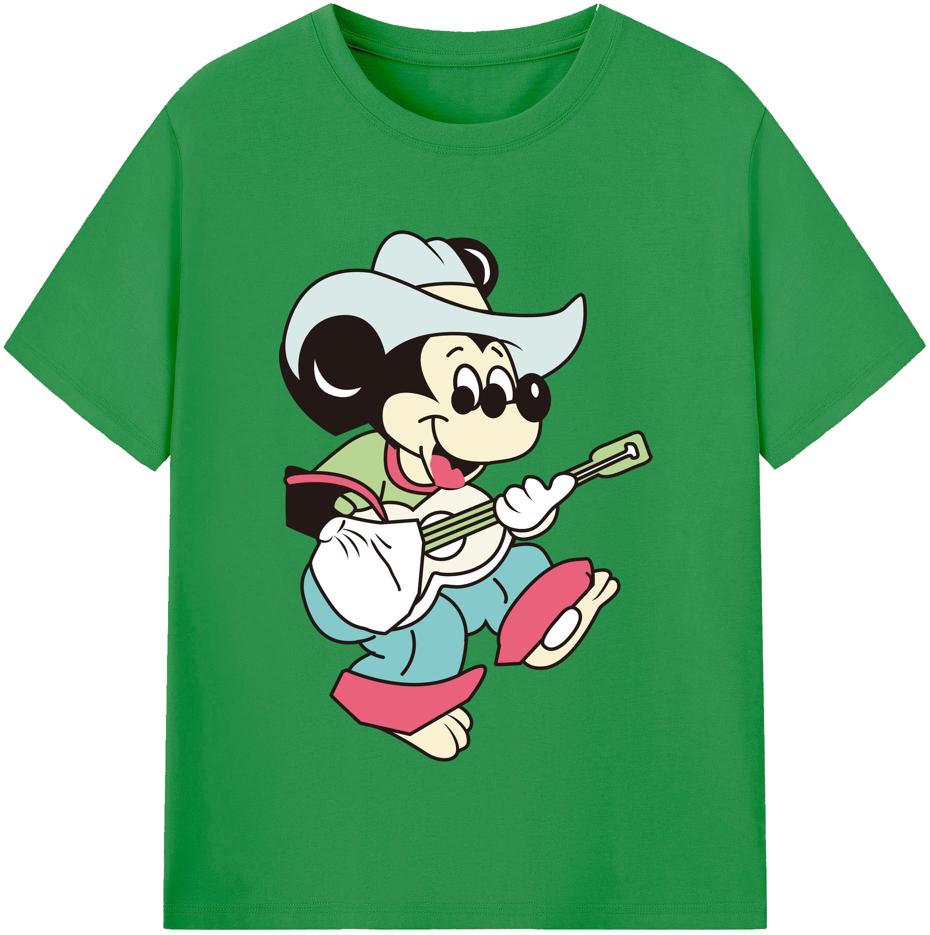 （画像用） ミッキーマウス Mickey Mouse レディースカジュアルプリントTシャツ（綿100％）