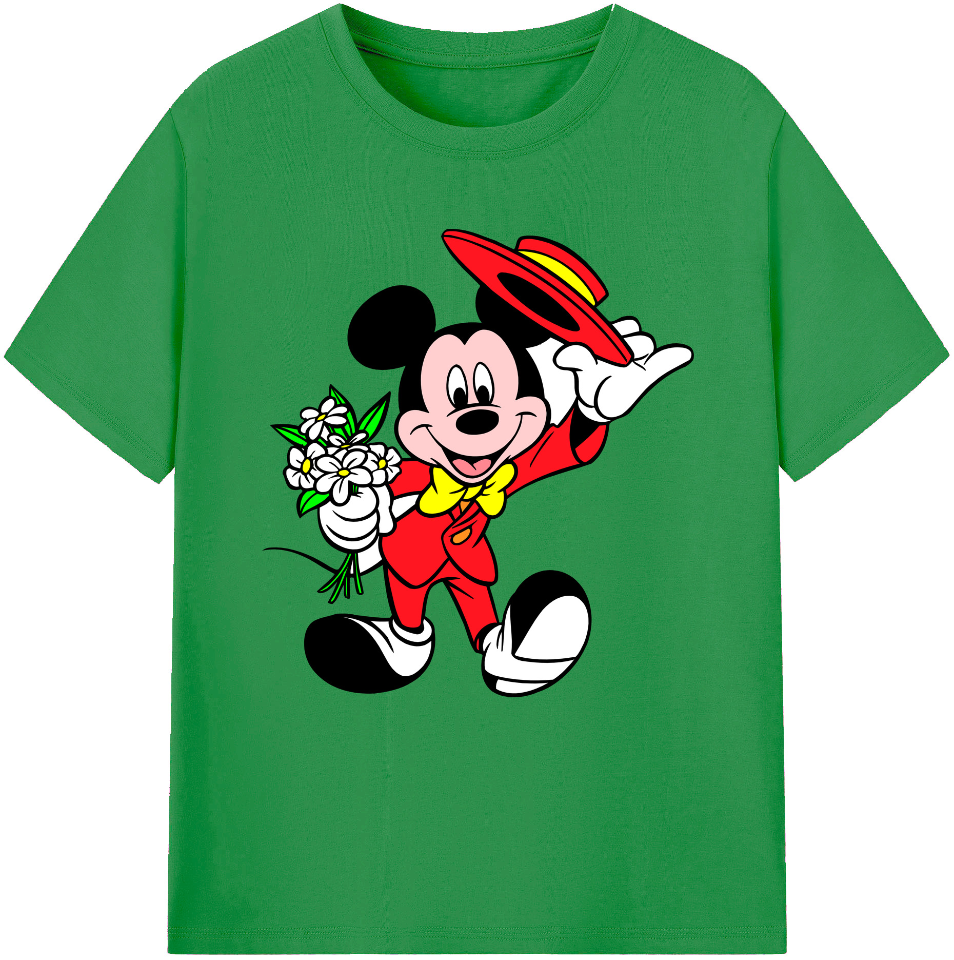 （画像用） ミッキーマウス Mickey Mouse レディースカジュアルプリントTシャツ（綿100％）