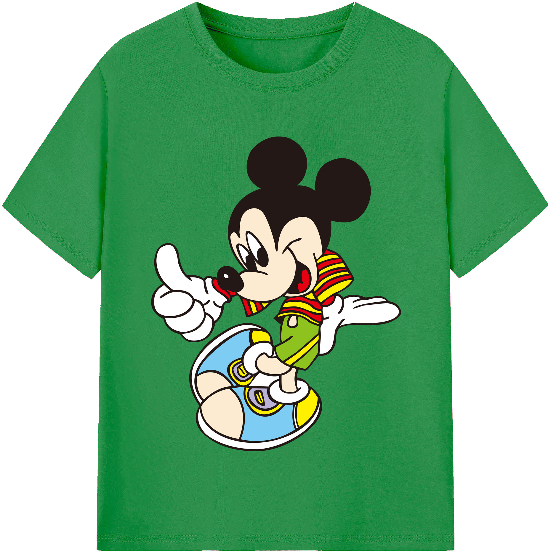 （画像用） ミッキーマウス Mickey Mouse レディースカジュアルプリントTシャツ（綿100％）