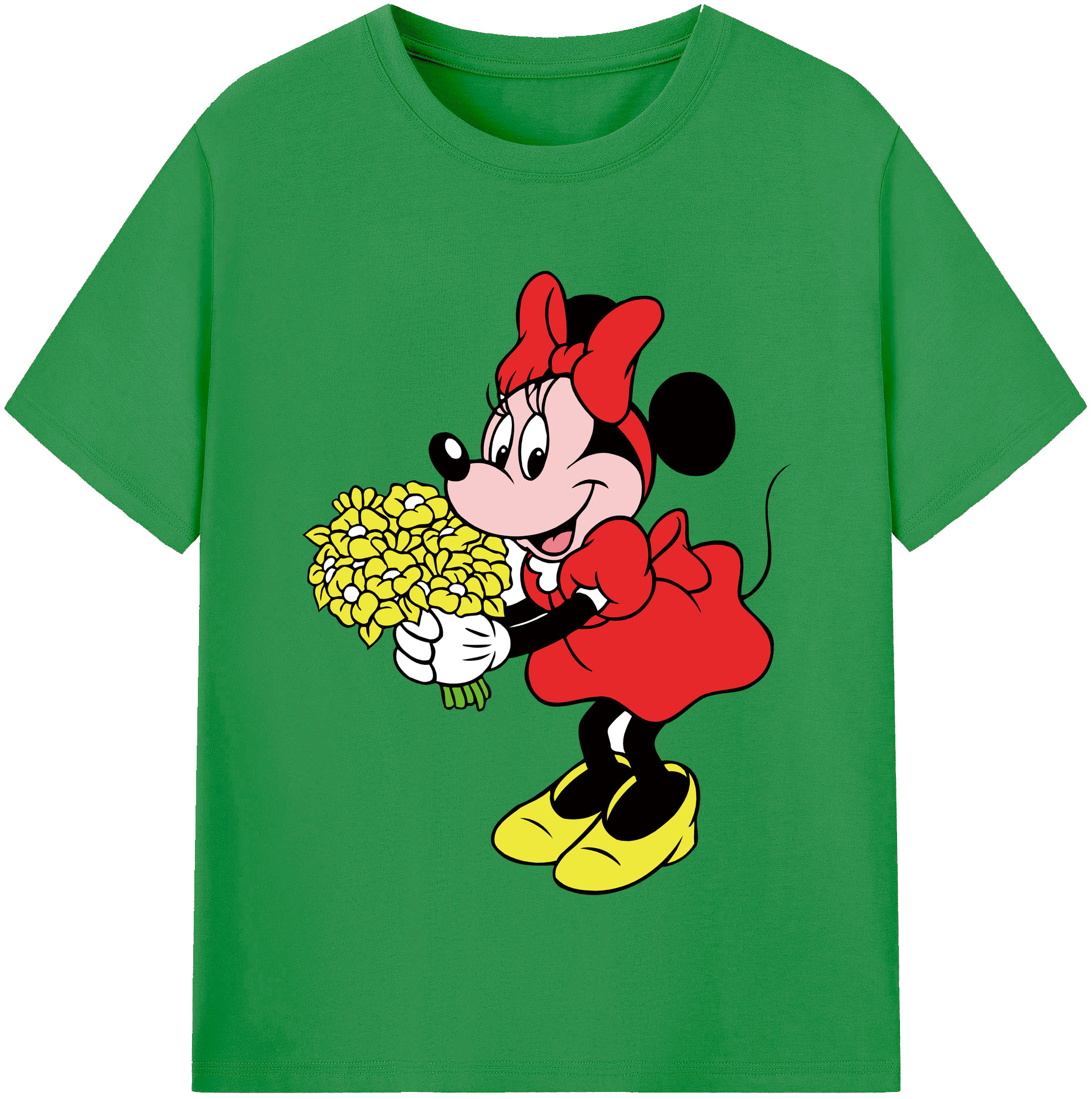 （画像用） ミッキーマウス Mickey Mouse レディースカジュアルプリントTシャツ（綿100％）