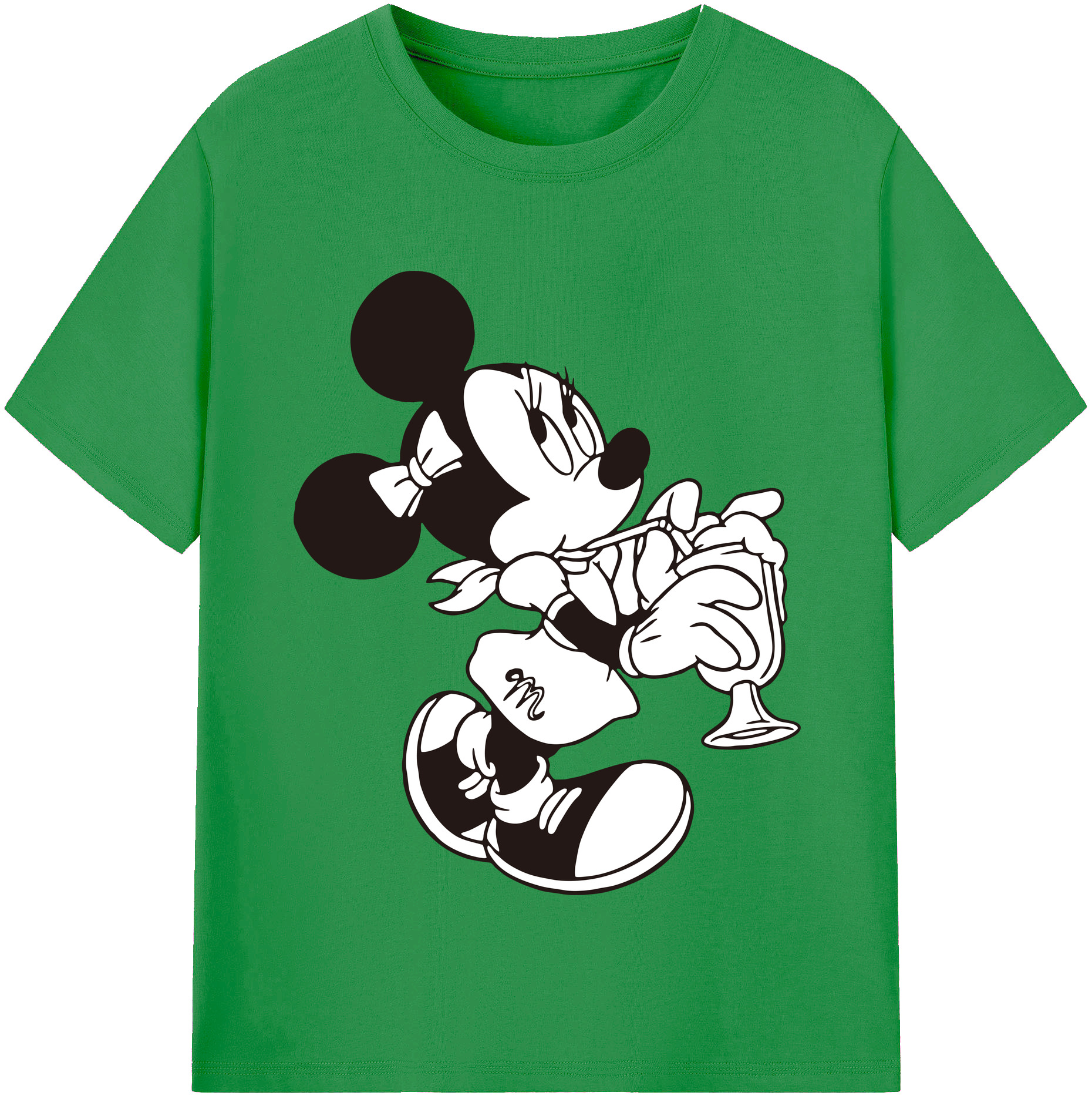 （画像用） ミッキーマウス Mickey Mouse レディースカジュアルプリントTシャツ（綿100％）