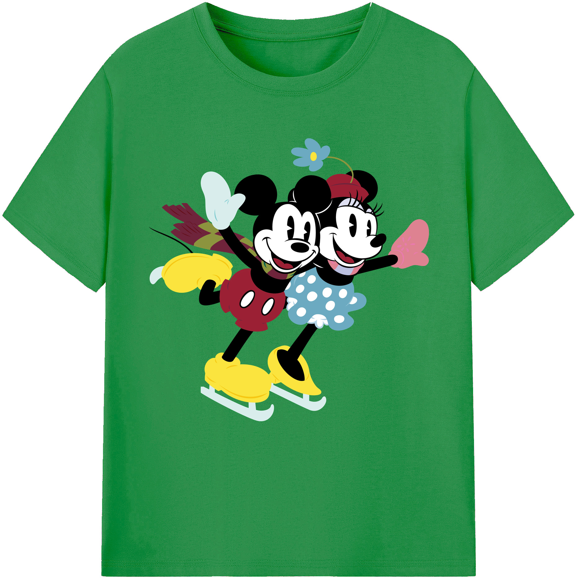 （画像用） ミッキーマウス Mickey Mouse レディースカジュアルプリントTシャツ（綿100％）
