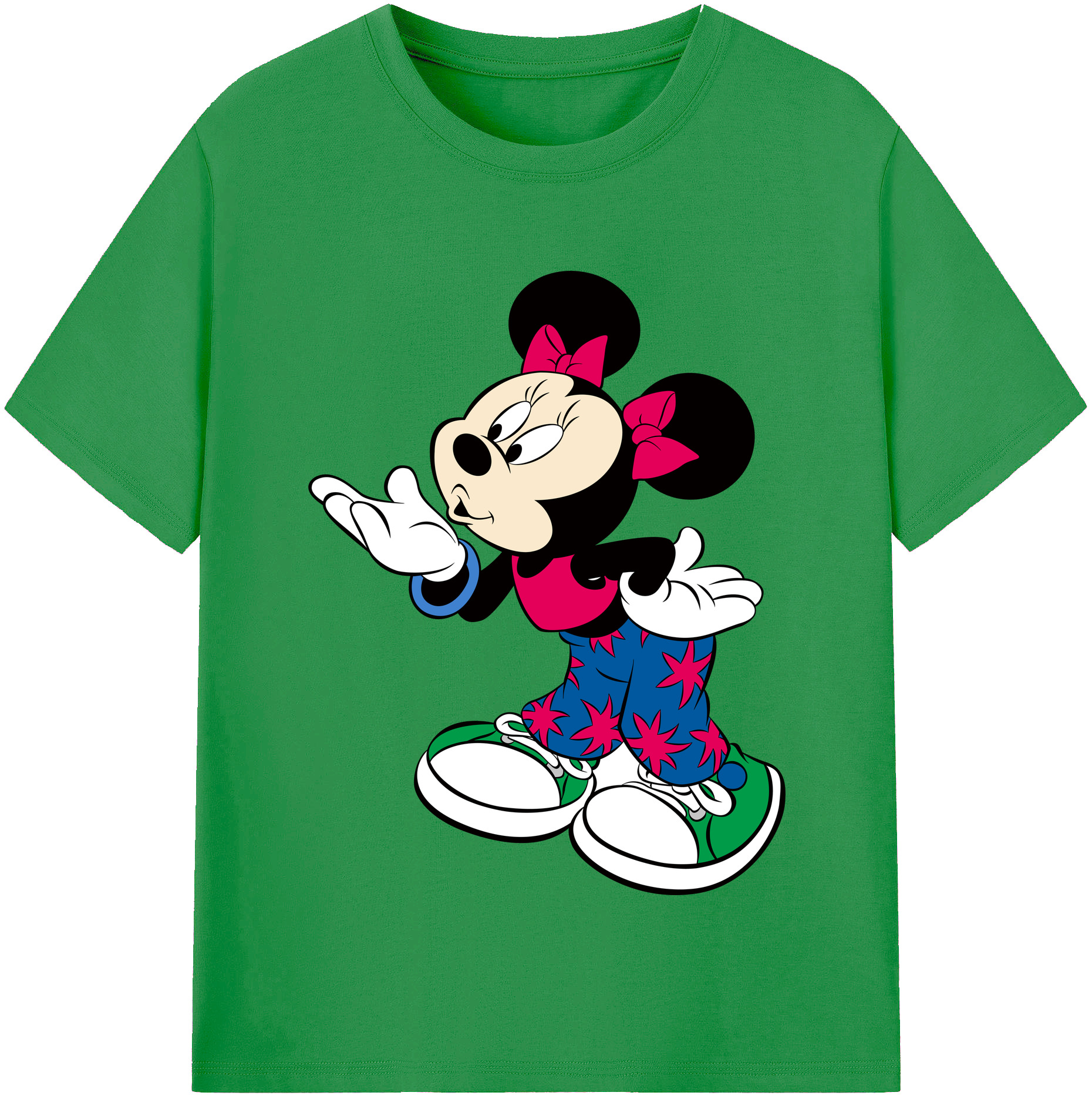 （画像用） ミッキーマウス Mickey Mouse レディースカジュアルプリントTシャツ（綿100％）