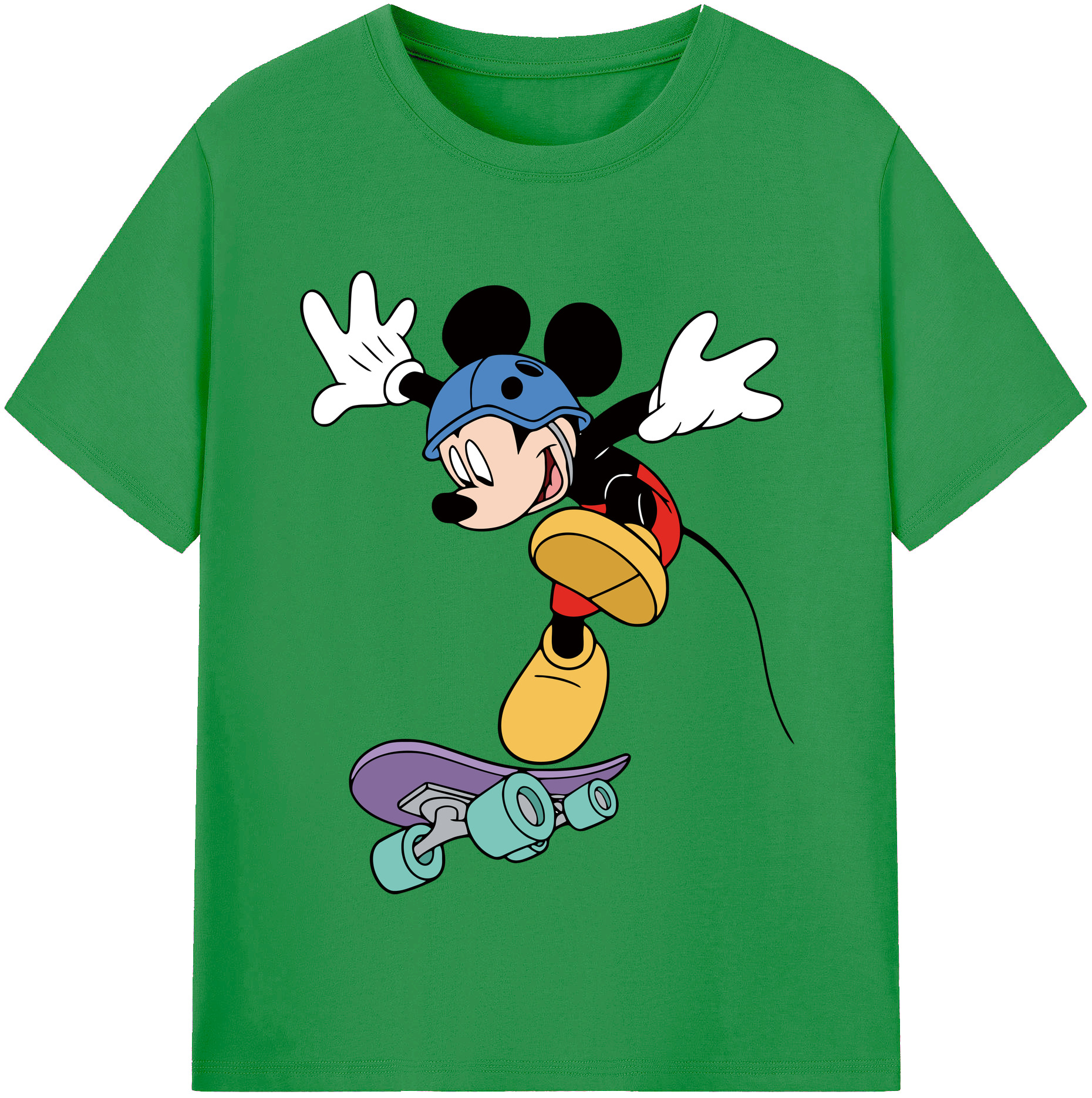 （画像用） ミッキーマウス Mickey Mouse レディースカジュアルプリントTシャツ（綿100％）