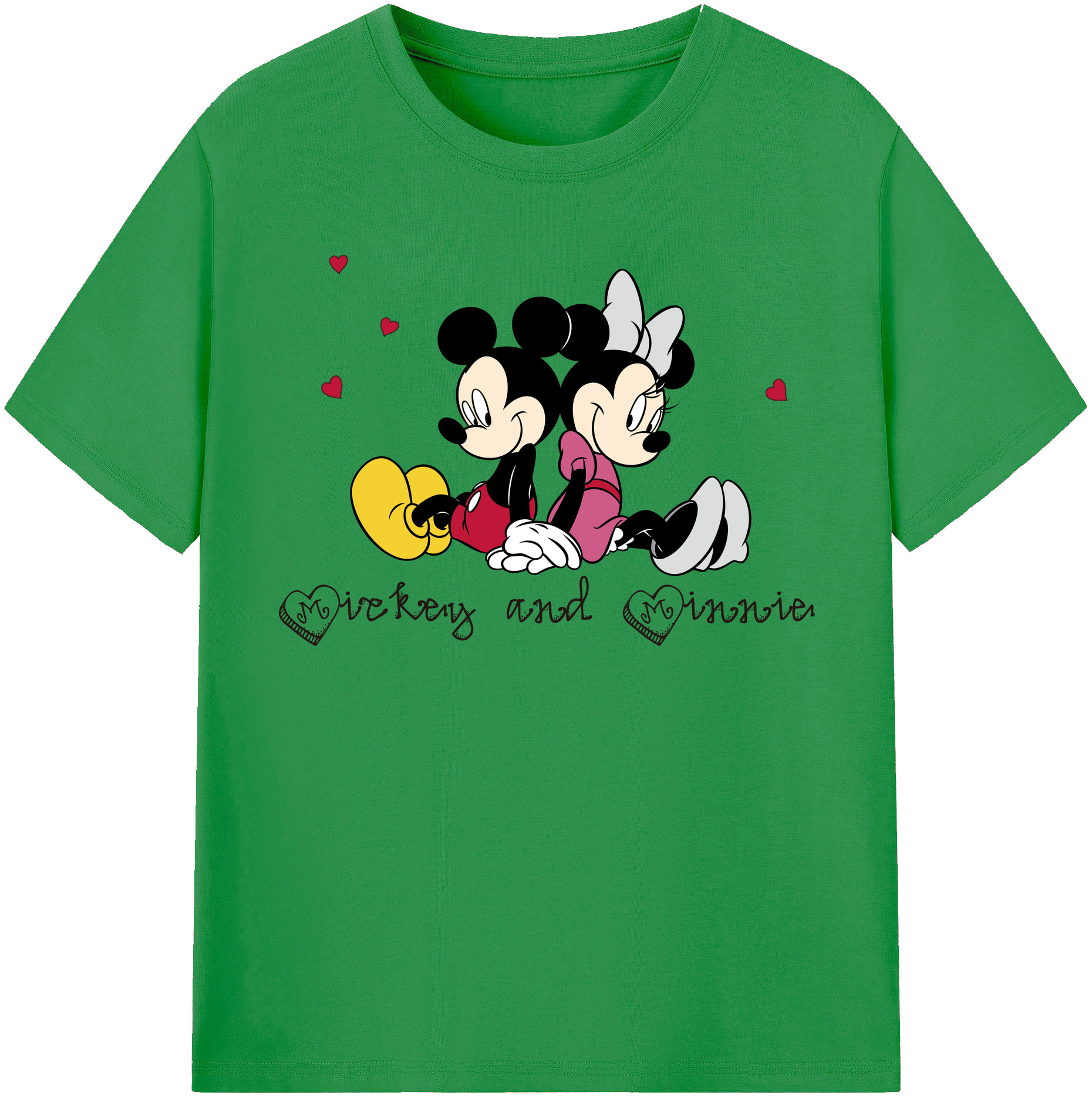 （画像用） ミッキーマウス Mickey Mouse レディースカジュアルプリントTシャツ（綿100％）