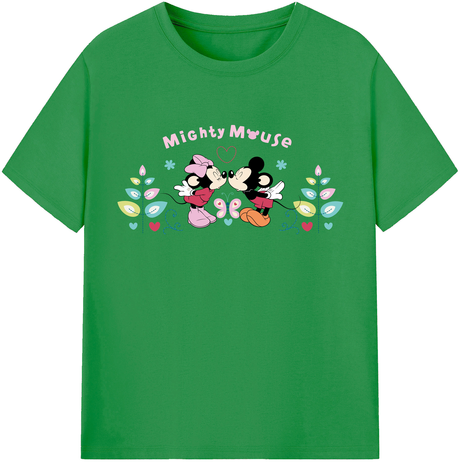 （画像用） ミッキーマウス Mickey Mouse レディースカジュアルプリントTシャツ（綿100％）