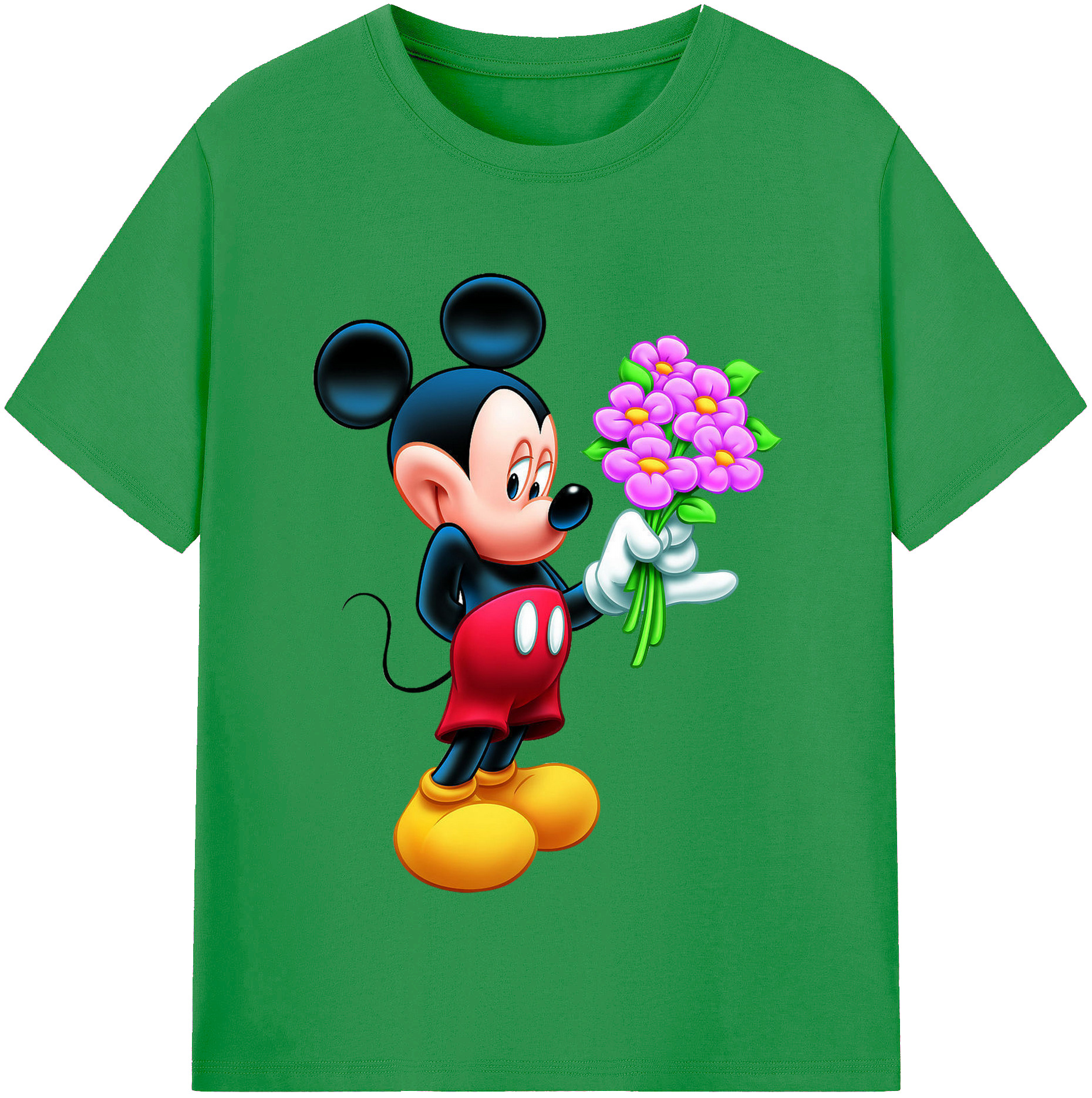 （画像用） ミッキーマウス Mickey Mouse レディースカジュアルプリントTシャツ（綿100％）