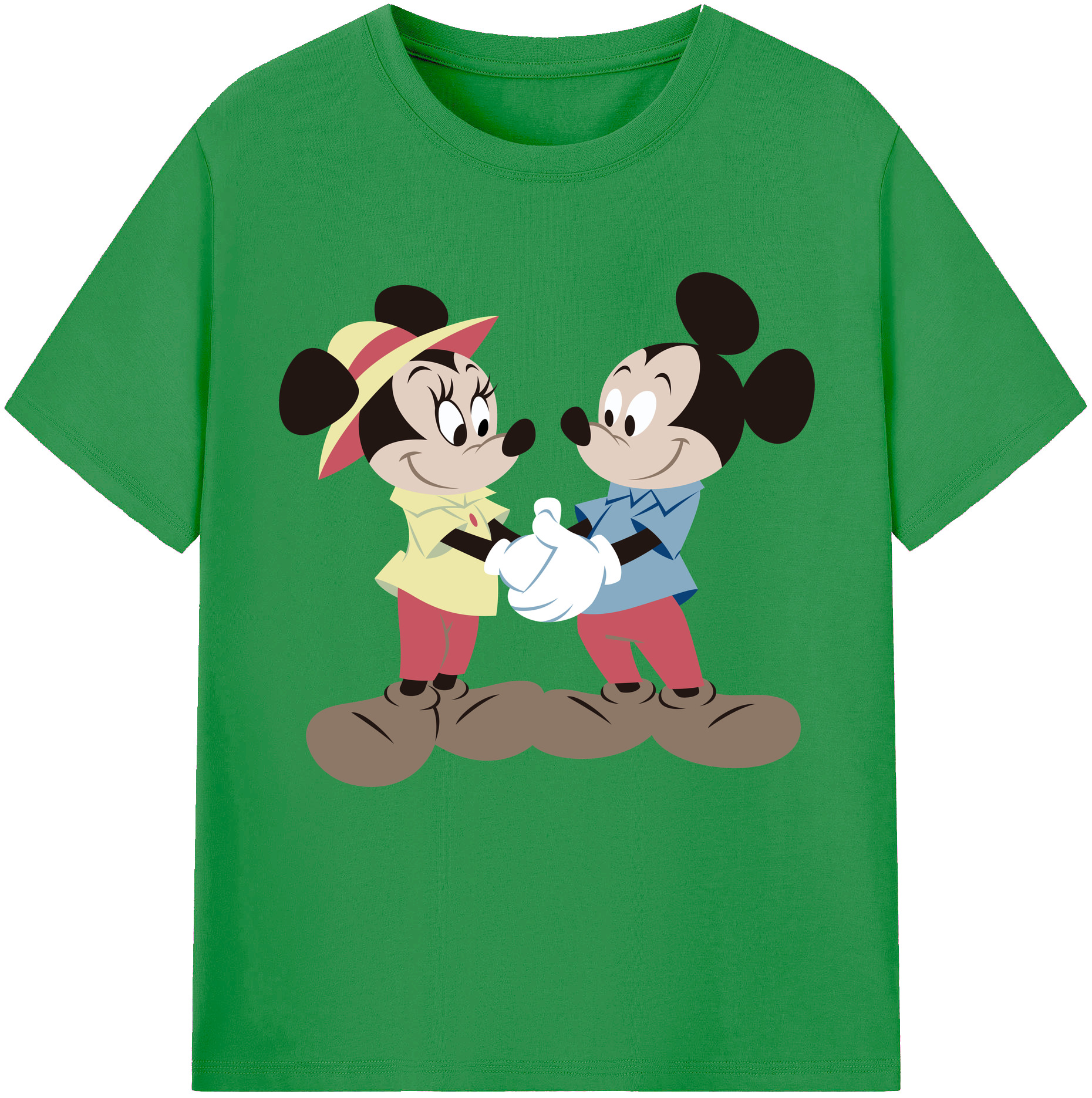 （画像用） ミッキーマウス Mickey Mouse レディースカジュアルプリントTシャツ（綿100％）