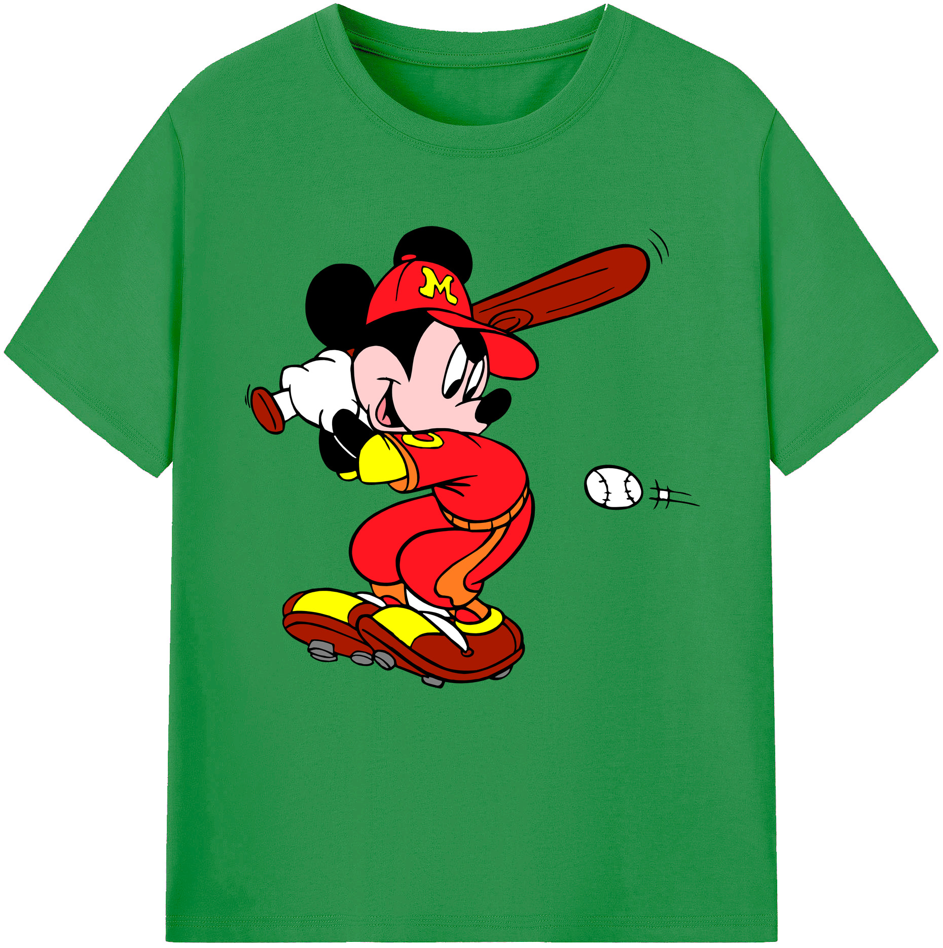 （画像用） ミッキーマウス Mickey Mouse レディースカジュアルプリントTシャツ（綿100％）