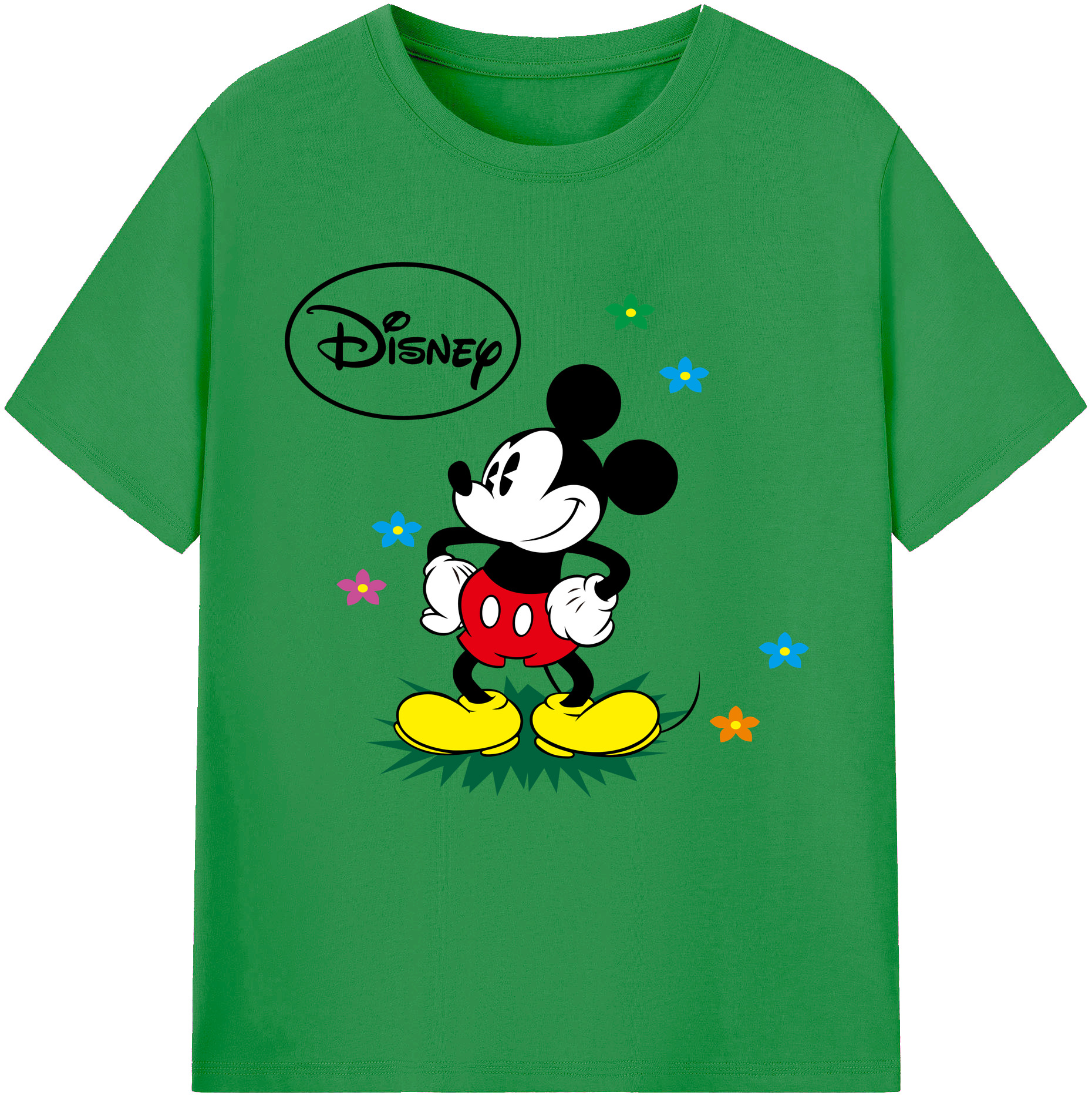 （画像用） ミッキーマウス Mickey Mouse レディースカジュアルプリントTシャツ（綿100％）