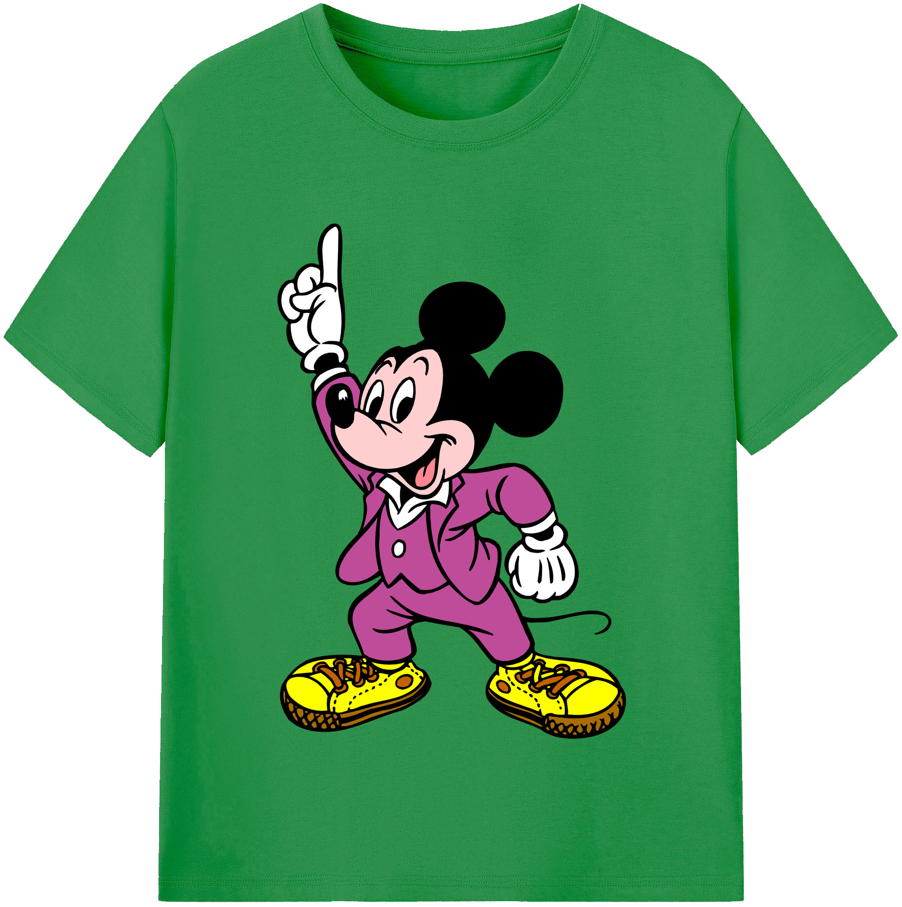 （画像用） ミッキーマウス Mickey Mouse レディースカジュアルプリントTシャツ（綿100％）