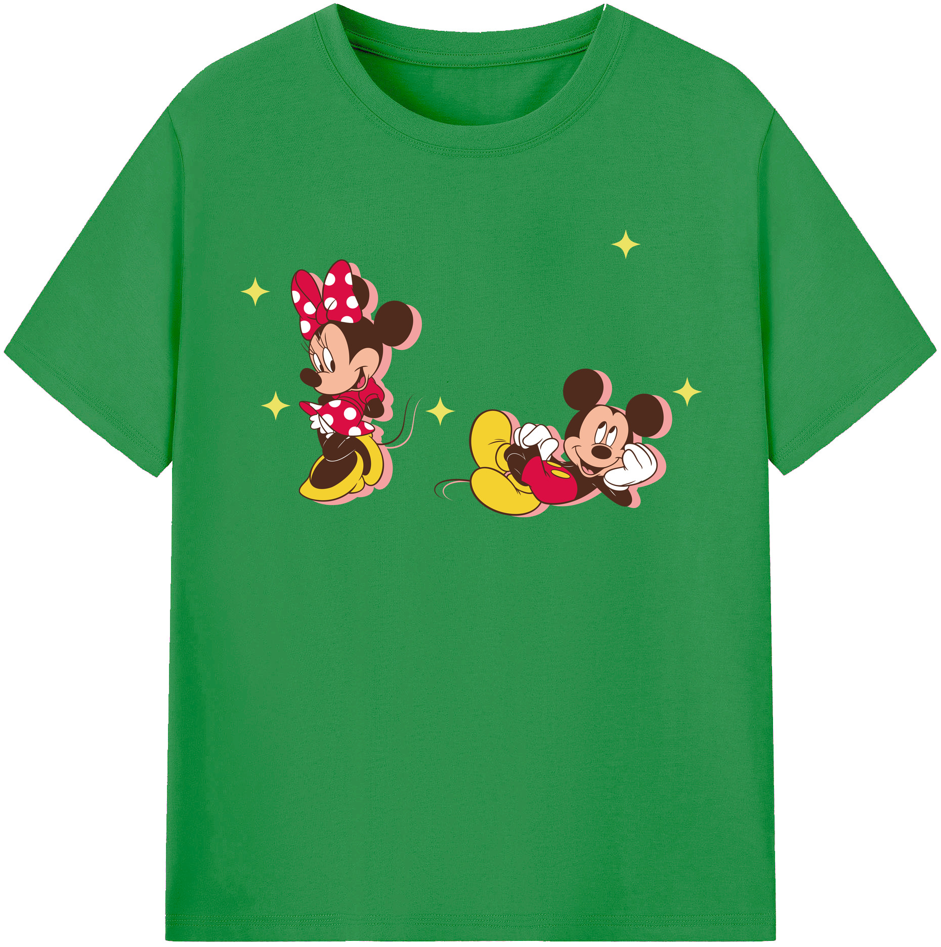 （画像用） ミッキーマウス Mickey Mouse レディースカジュアルプリントTシャツ（綿100％）
