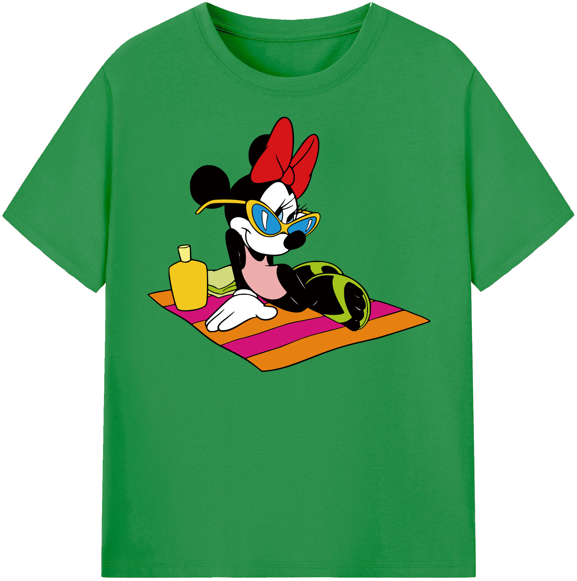 （画像用） ミッキーマウス Mickey Mouse レディースカジュアルプリントTシャツ（綿100％）
