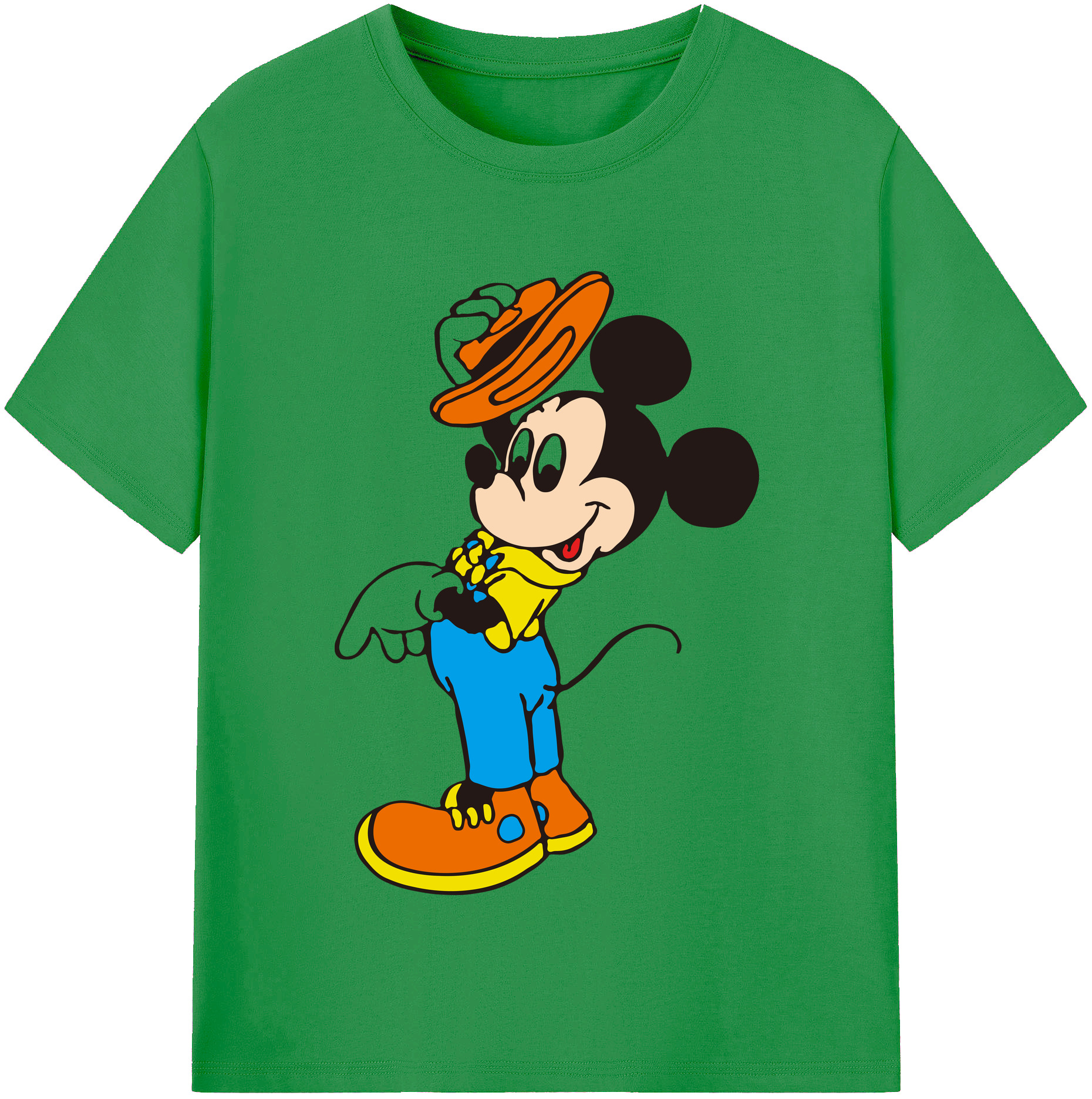 （画像用） ミッキーマウス Mickey Mouse レディースカジュアルプリントTシャツ（綿100％）